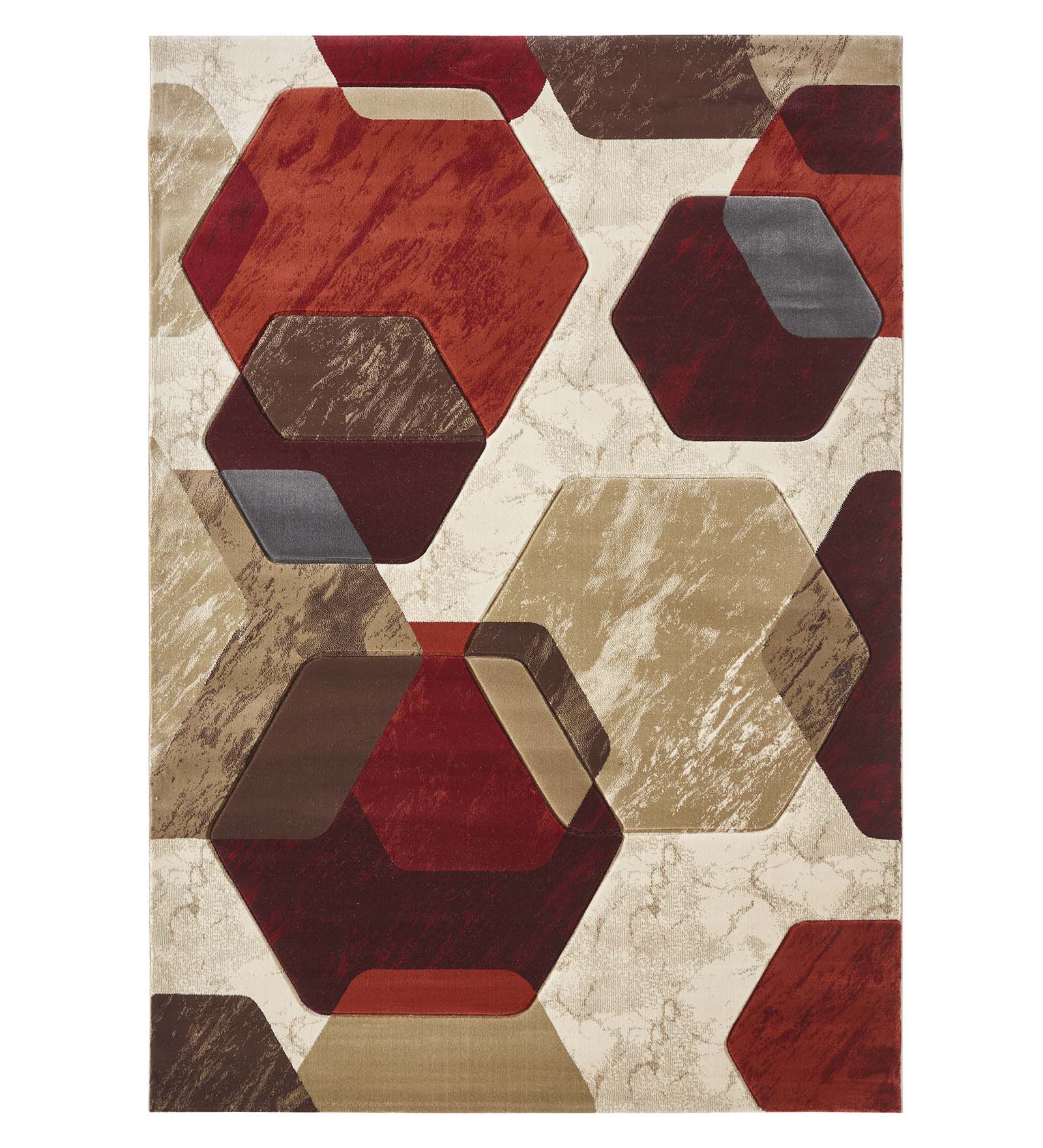 Bella Geometric Carpet Cream and Red