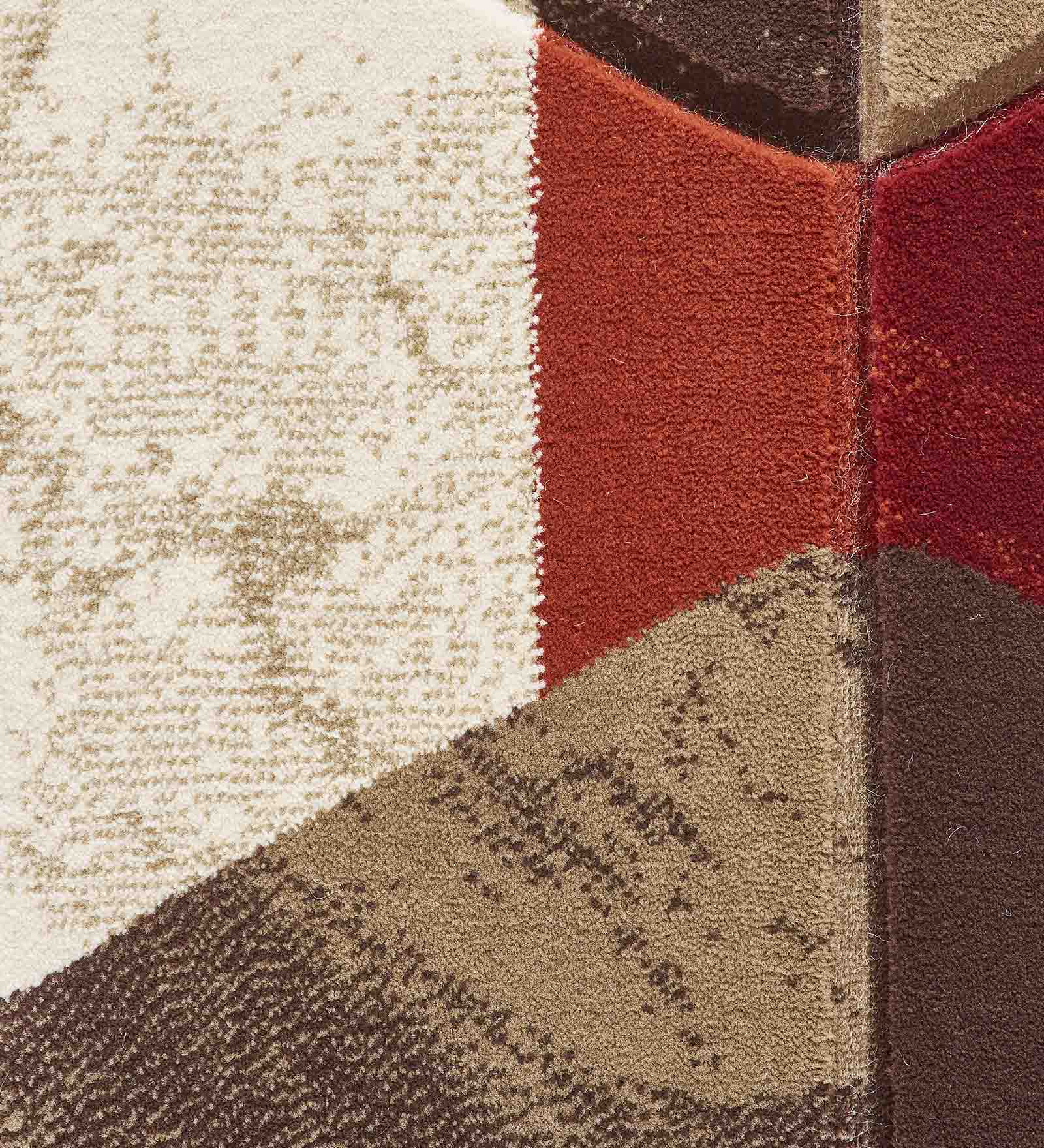 Bella Geometric Carpet Cream and Red