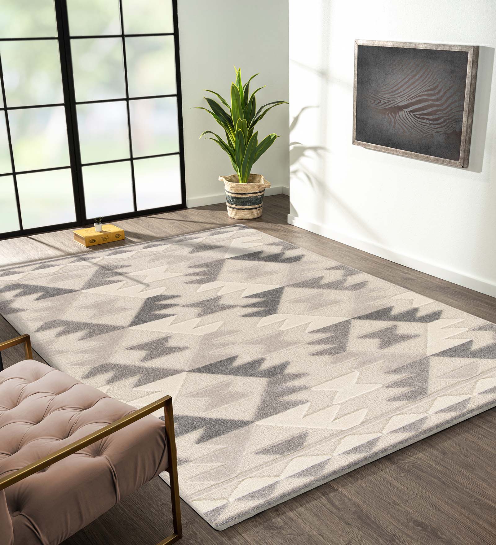 Cocoon Super Soft Geometric Carpet Cream
