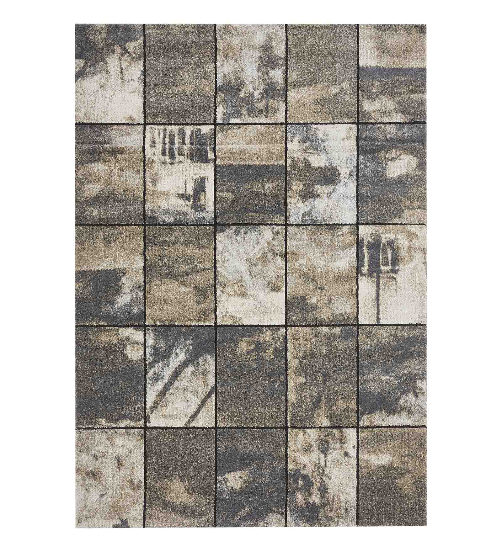 Kristy Geometric Carpet D.Grey and Cream