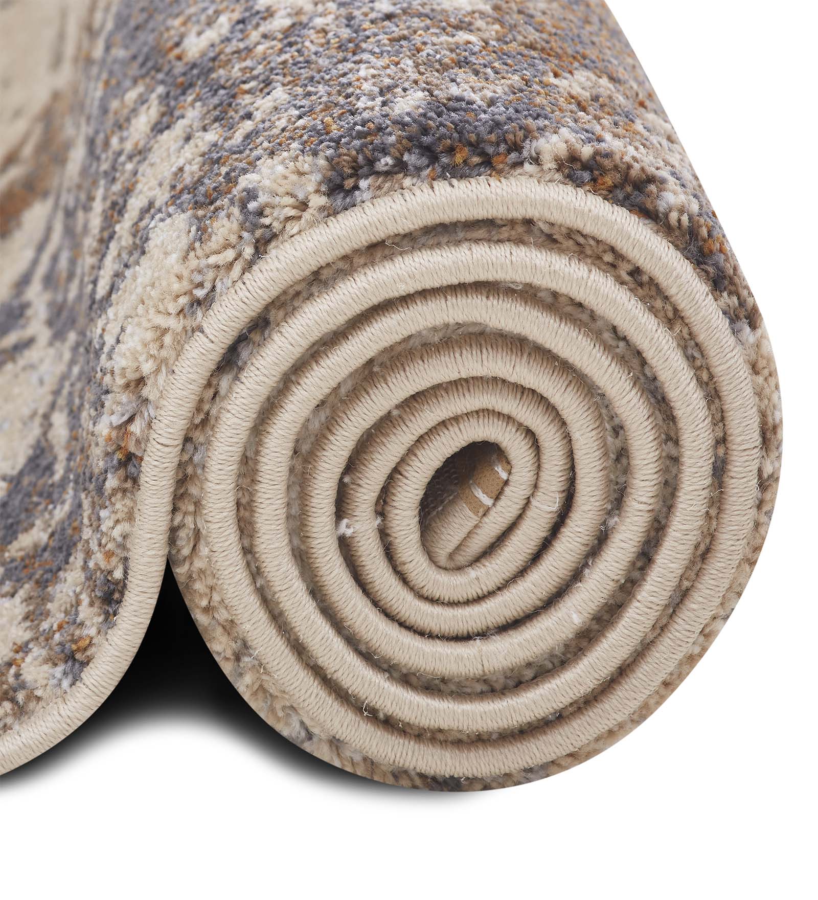 Omaxe Abstract Carpet Beige and Grey