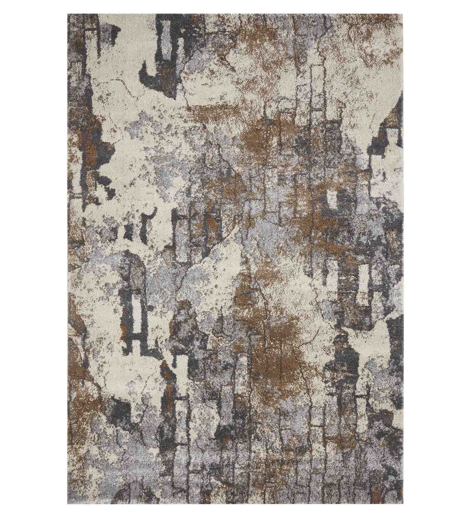 Omaxe Abstract Carpet Grey and Beige