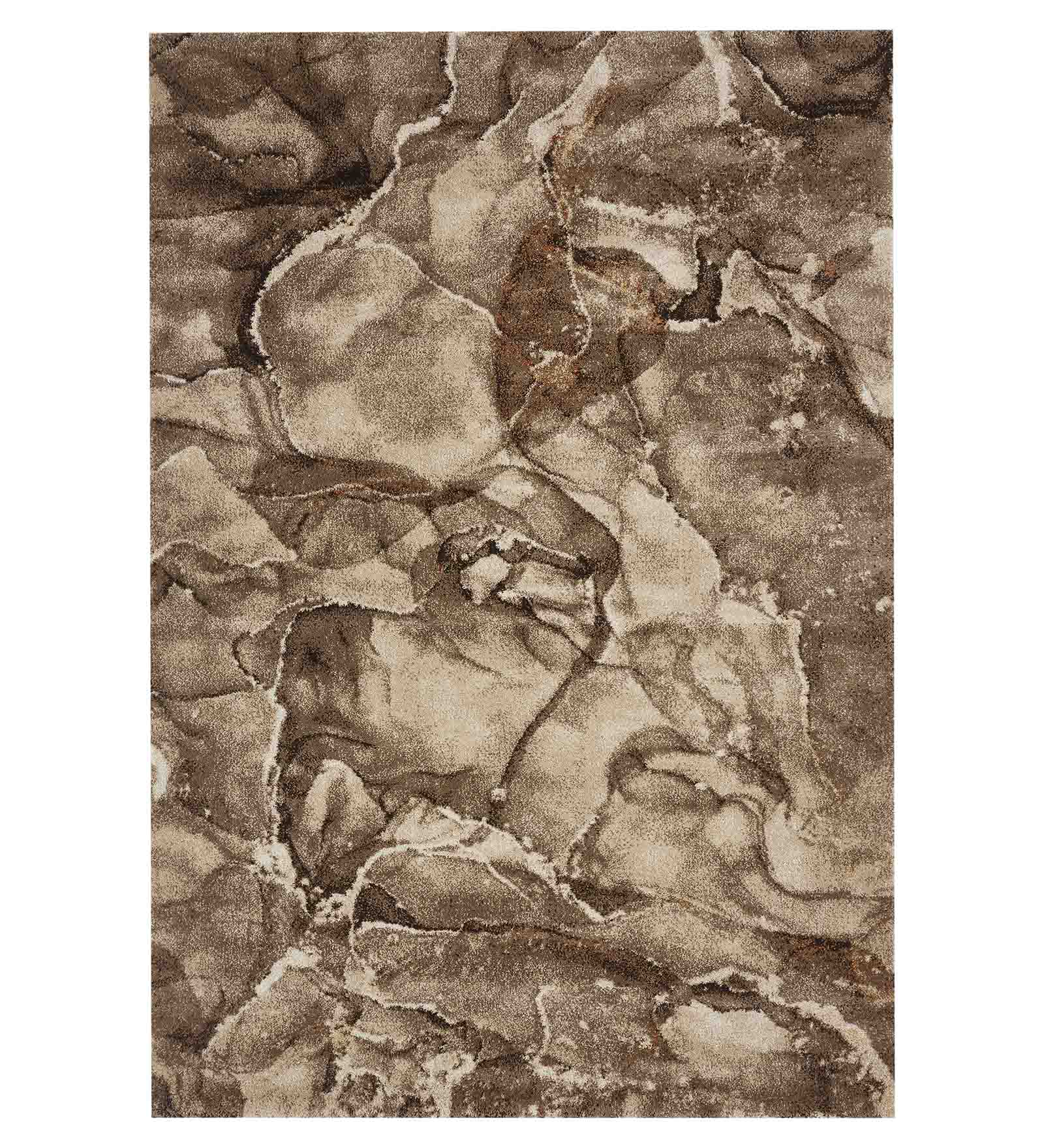 Omaxe Abstract Carpet Beige and Brown