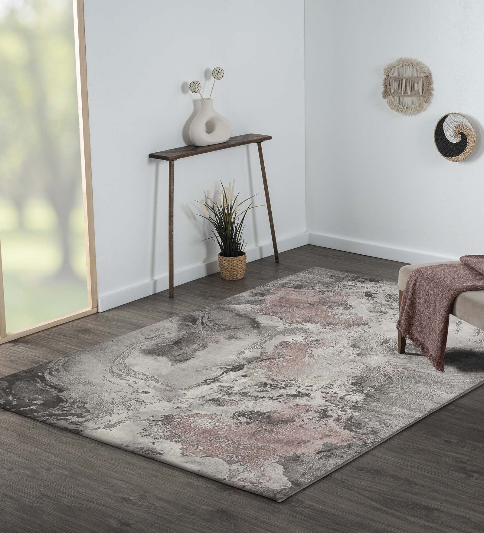 Craft Abstract Carpet Grey and Pink