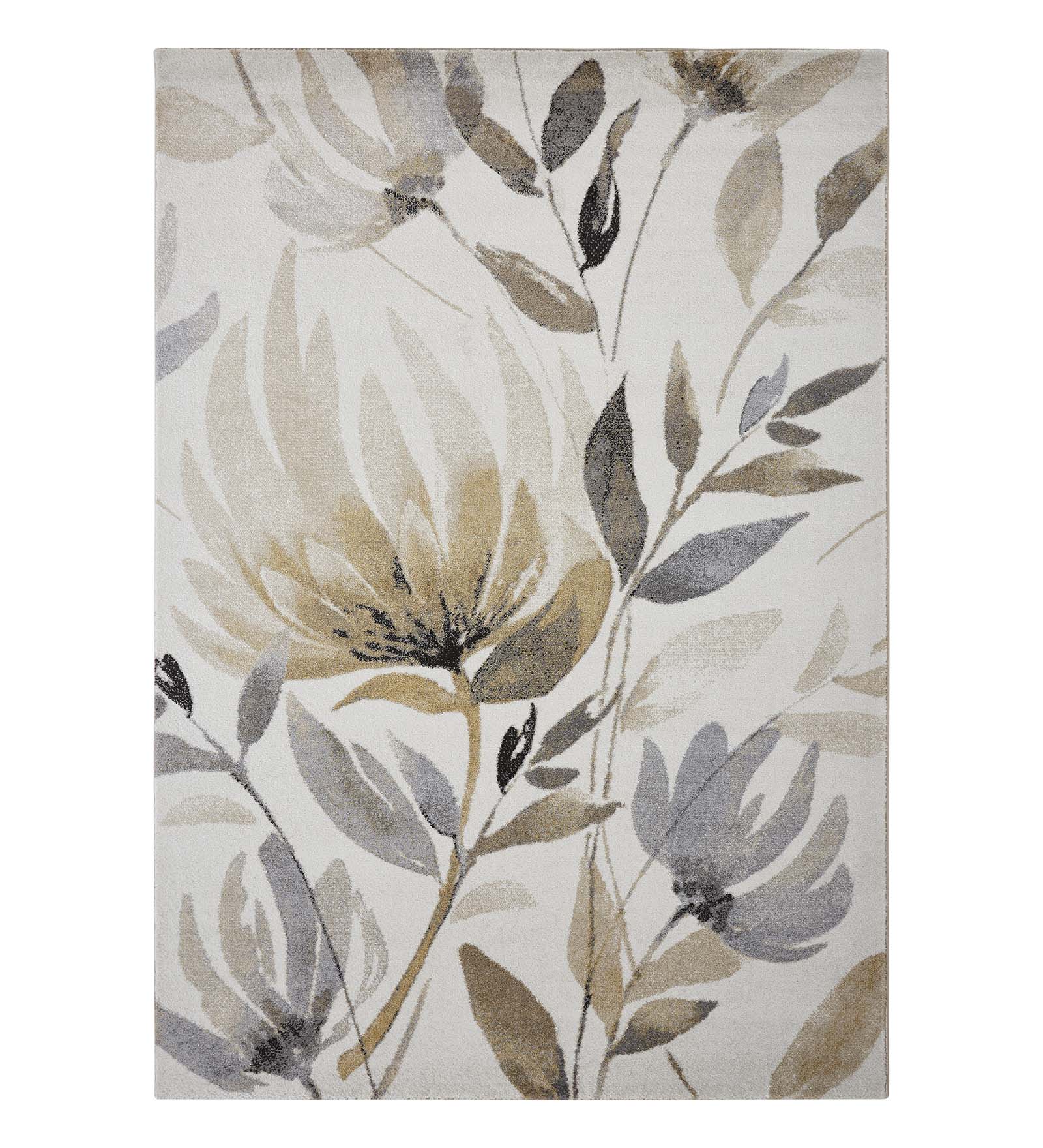 Arizona Floral Carpet Gold and Grey