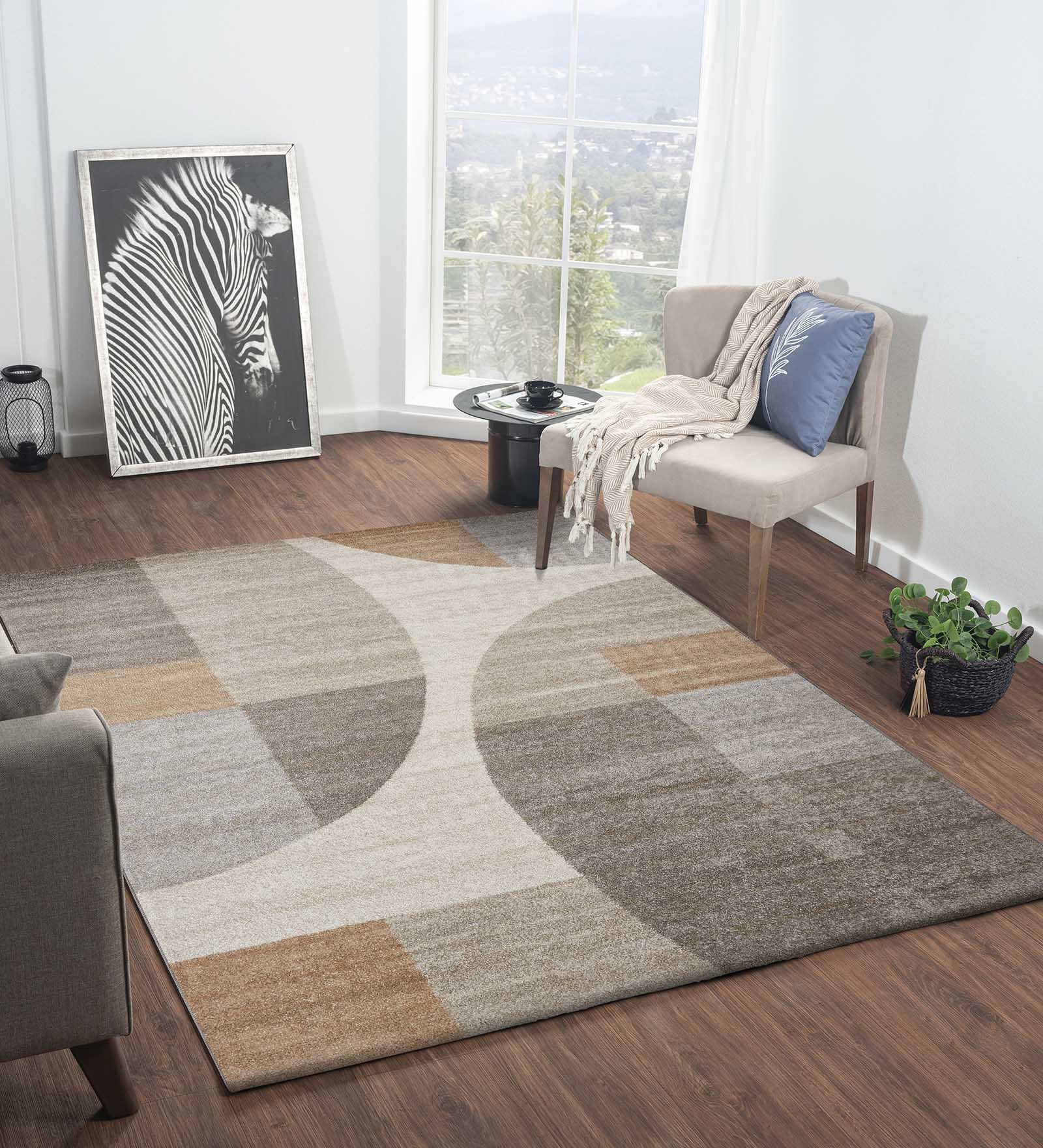 Arizona Geometric Carpet Brown and L.Beige