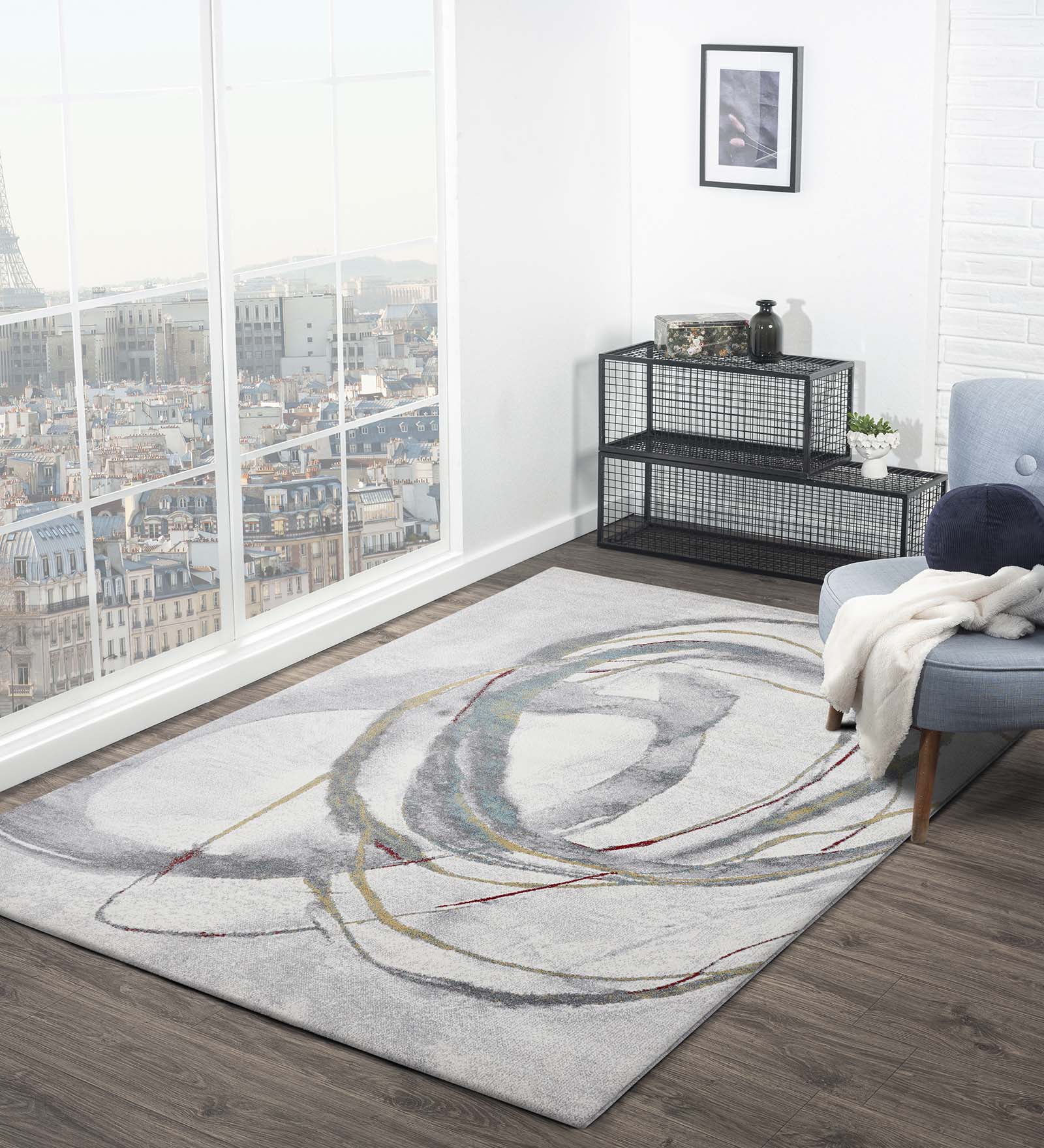 Arizona Abstract Carpet Grey and Teal