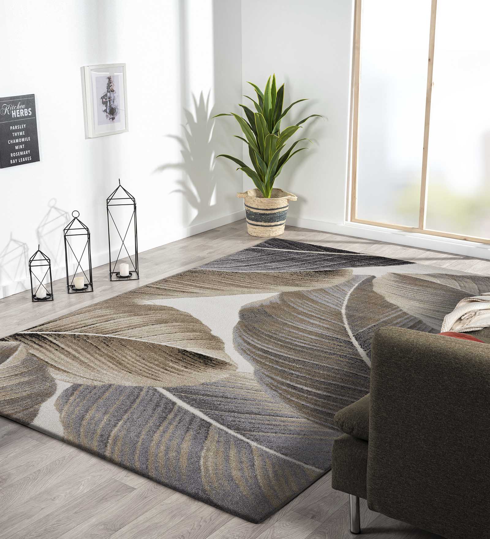 Arizona Floral Carpet Brown and Grey