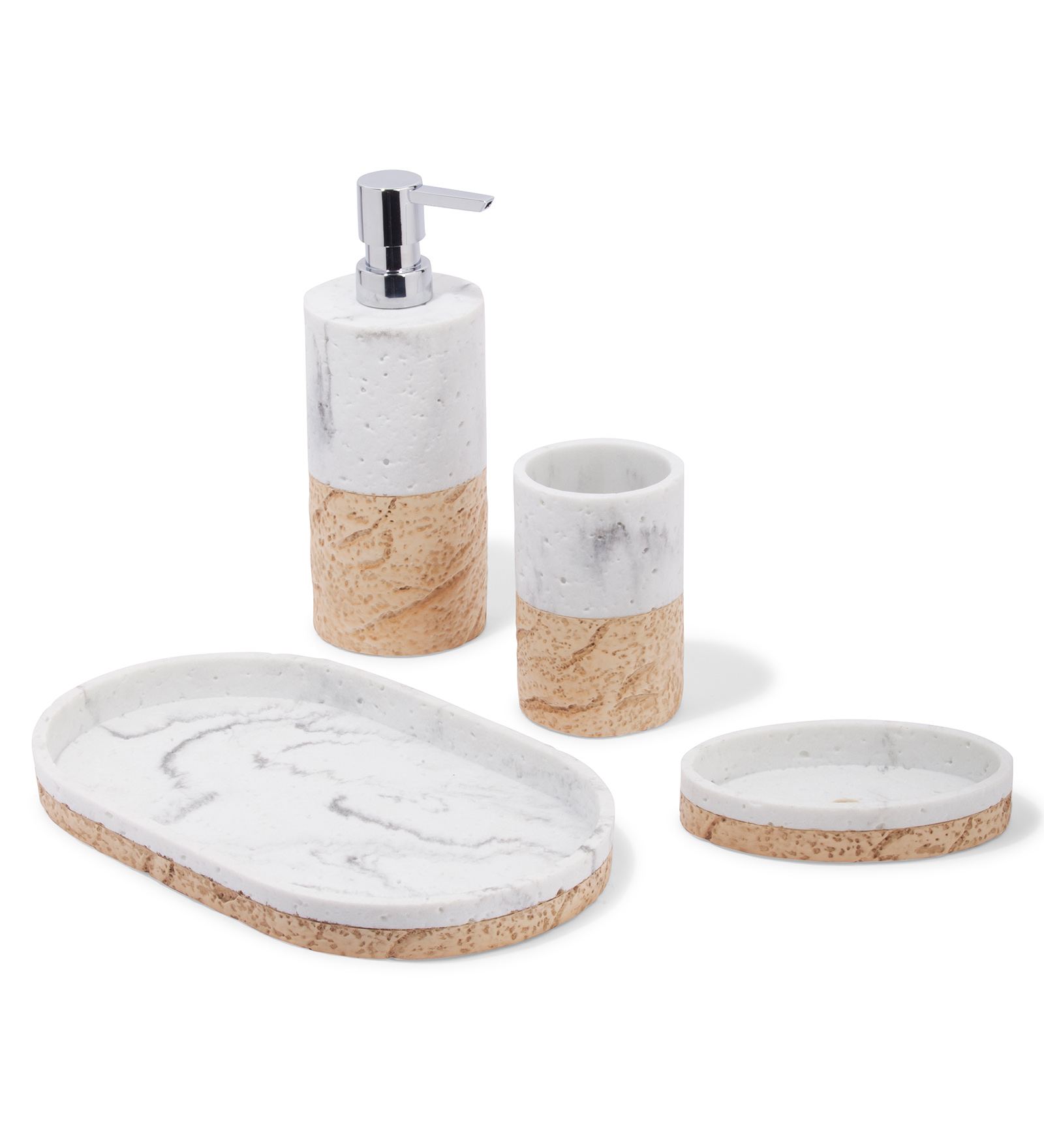 Vibe 4Pcs Bathroom Set Polyresin Bath Beige