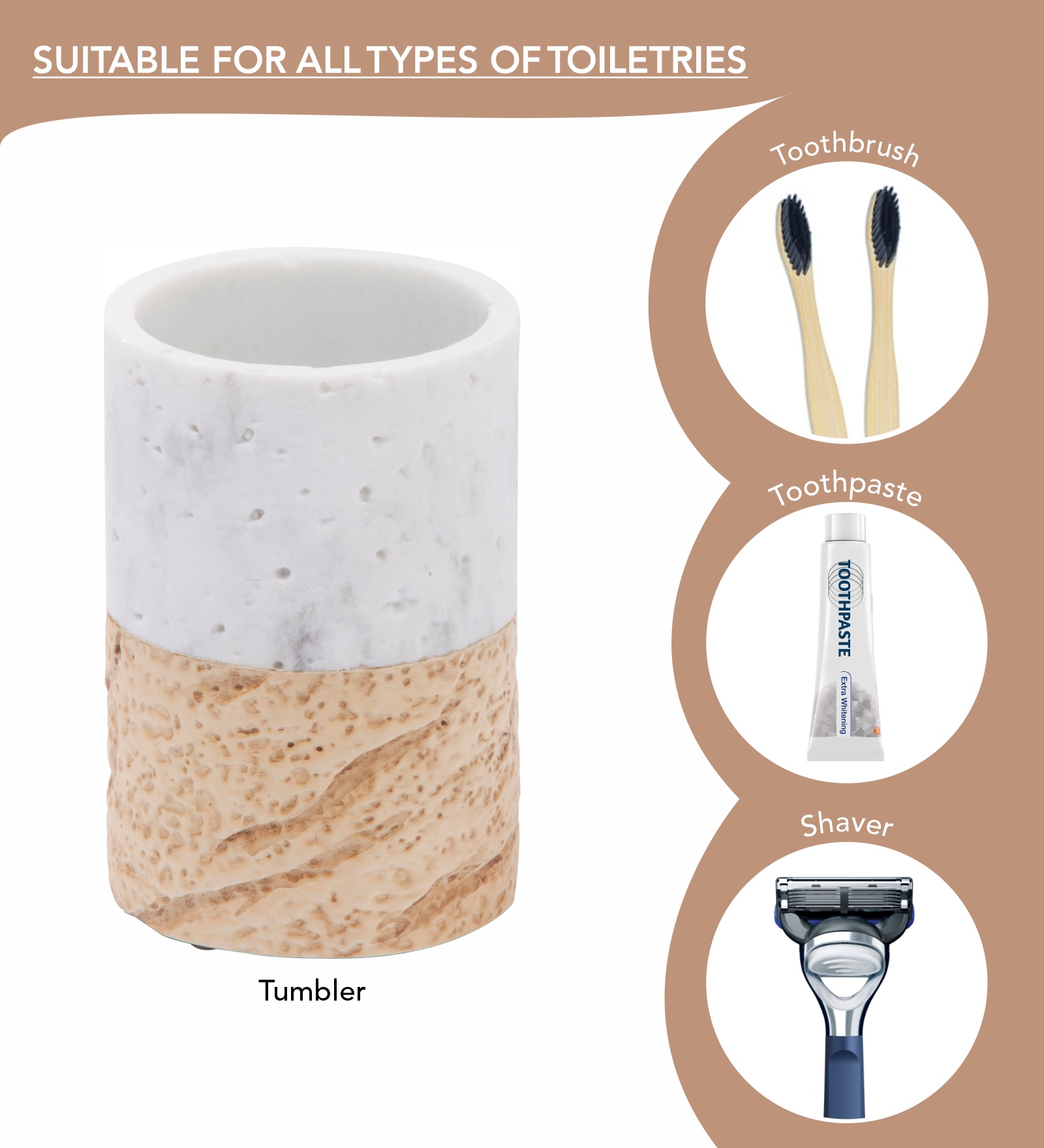 Vibe 4Pcs Bathroom Set Polyresin Bath Beige