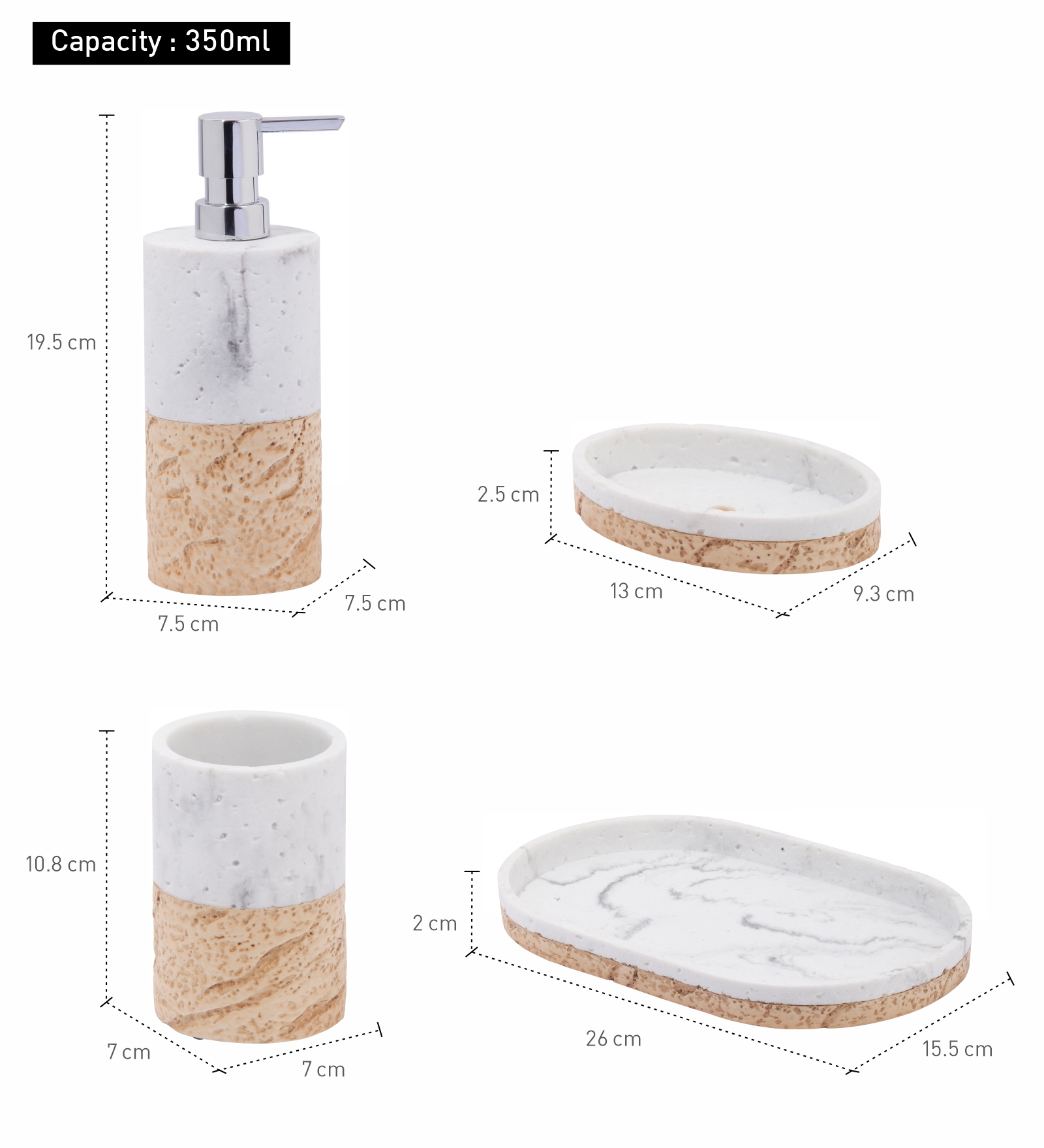 Vibe 4Pcs Bathroom Set Polyresin Bath Beige