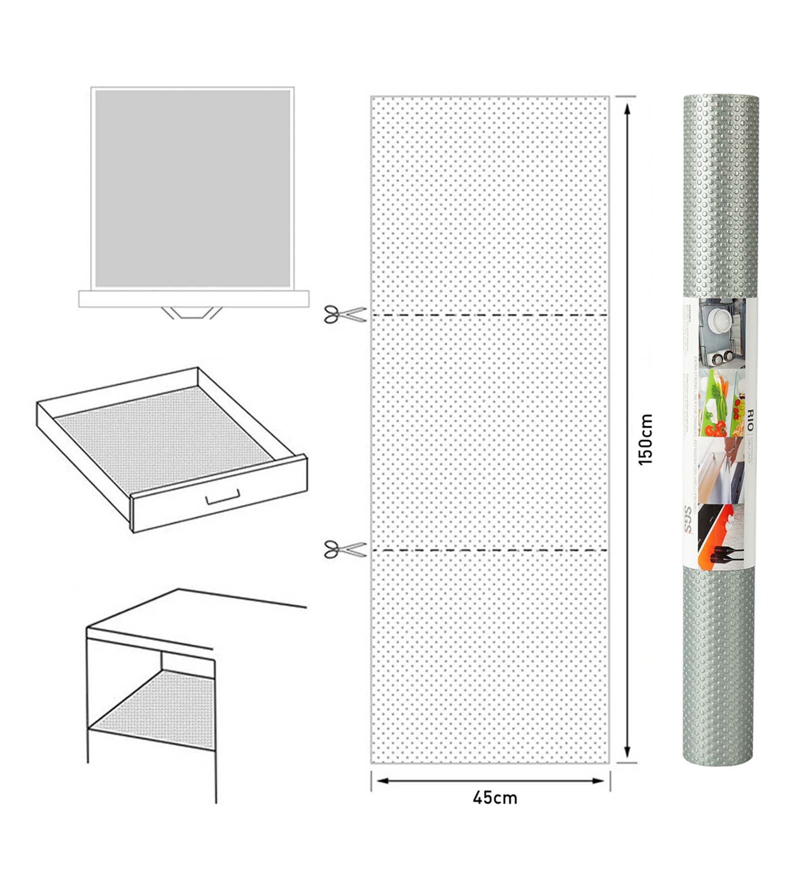 Rio PVC Shelf Liner Grey