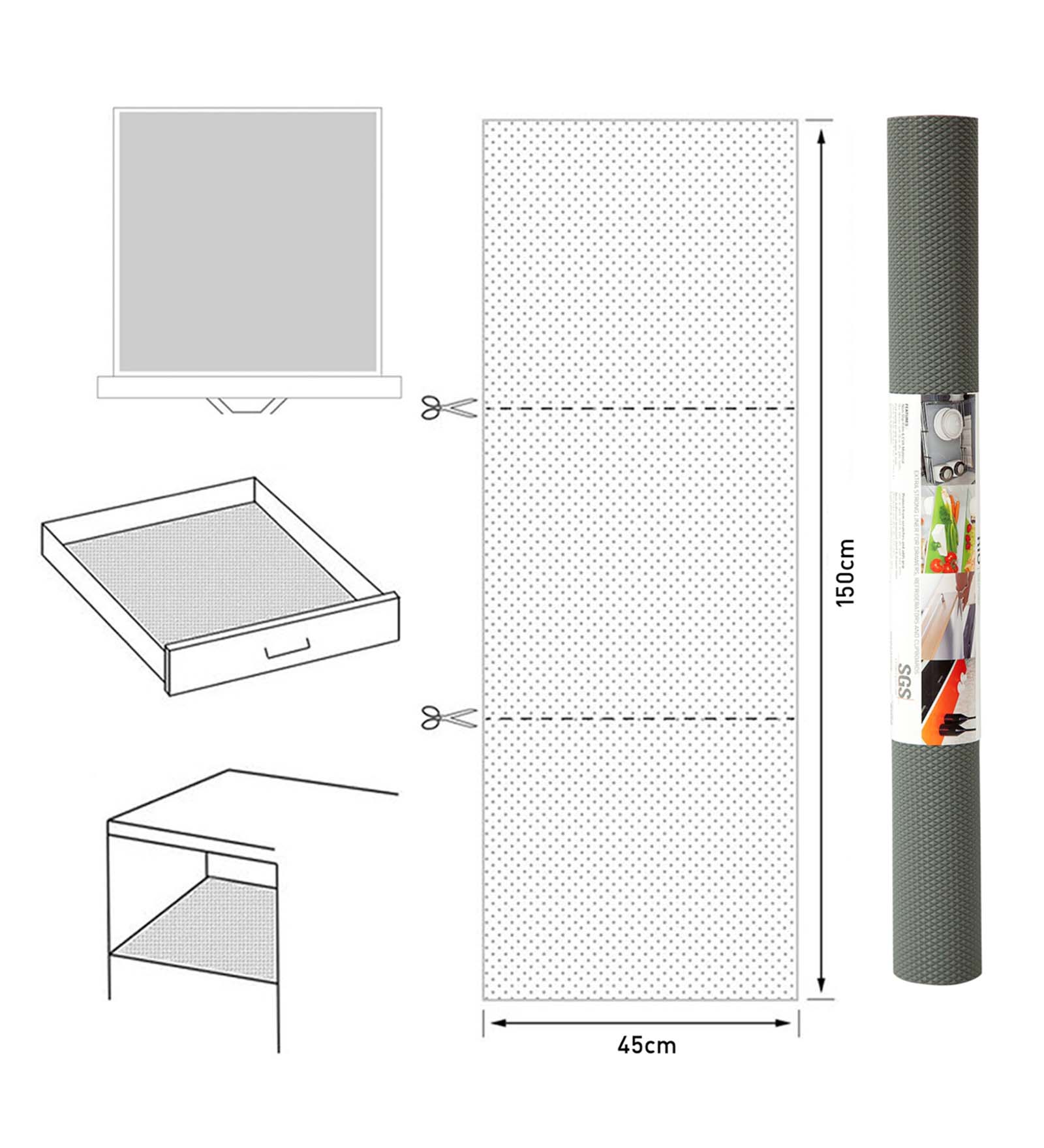Rio PVC Shelf Liner Grey