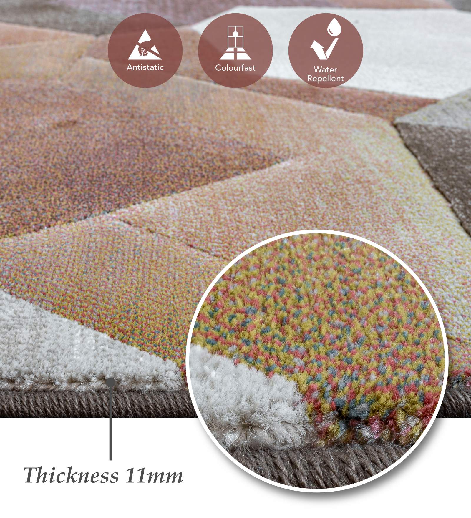 Aquarius Abstract Machine Made Runner Rust and Olive