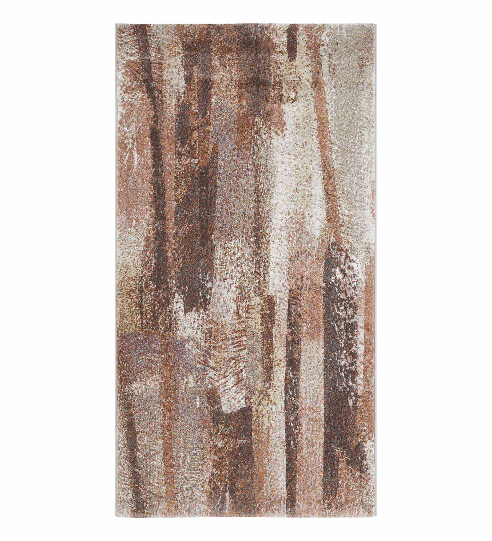 Aquarius Abstract Machine Made Runner Brown and Beige