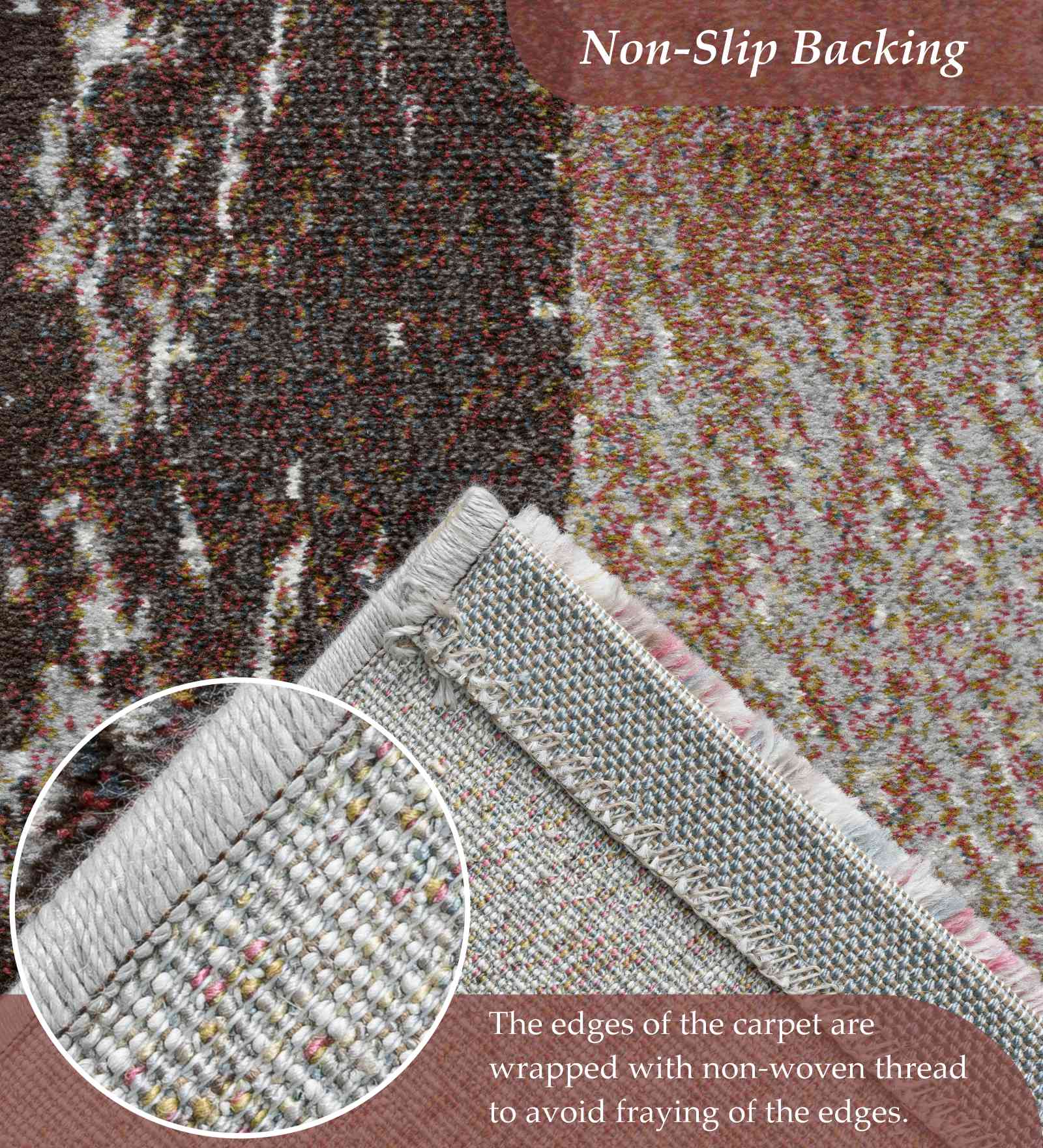 Aquarius Abstract Machine Made Runner Brown and Beige