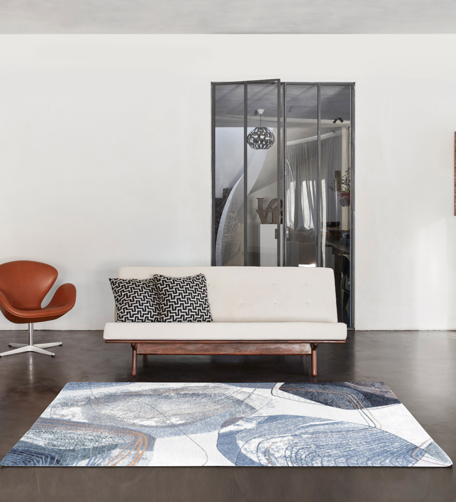 Aquarius Abstract Machine Made Carpet Blue