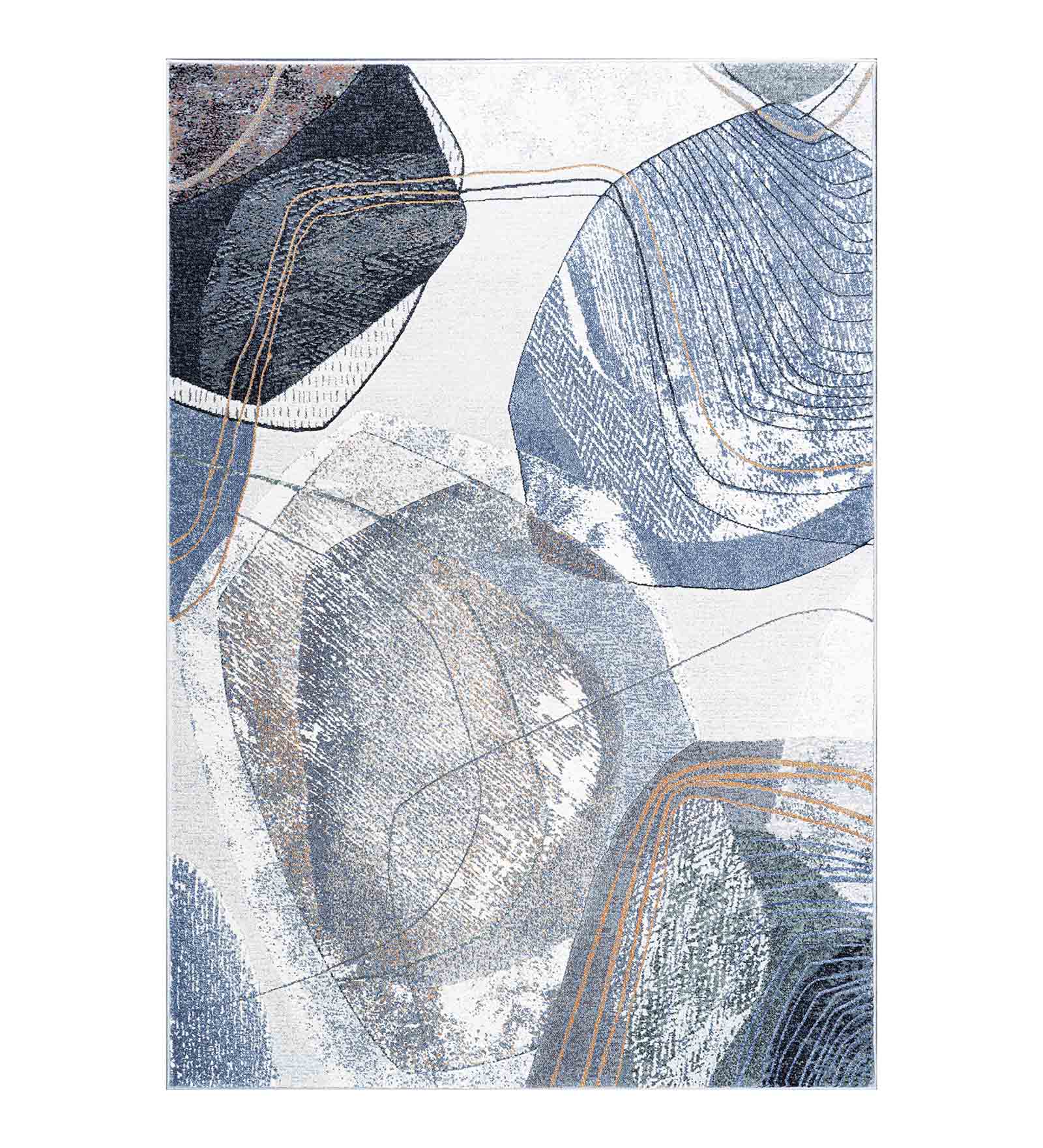 Aquarius Abstract Machine Made Carpet Blue