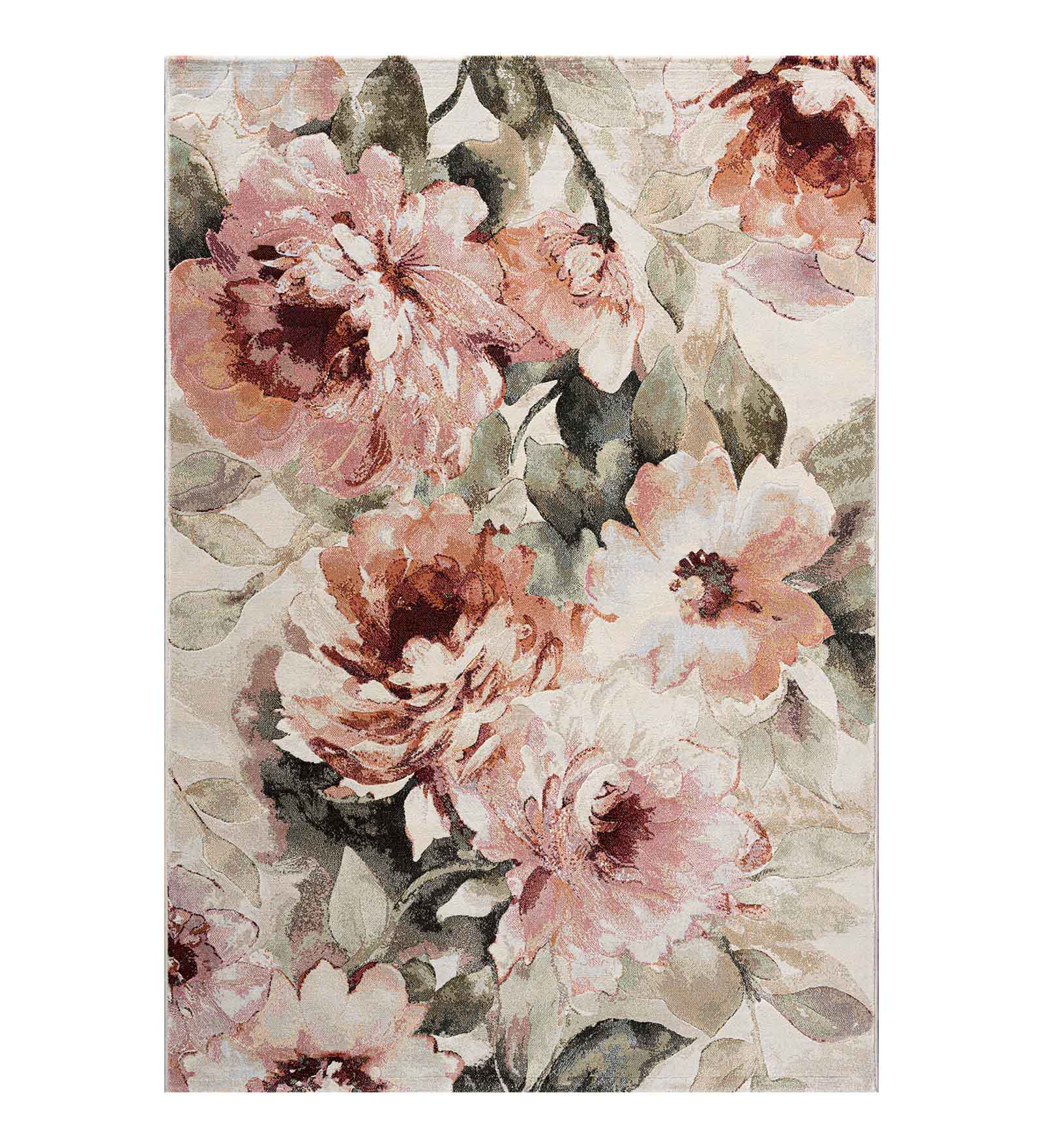 Aquarius Floral Machine Made Carpet Olive
