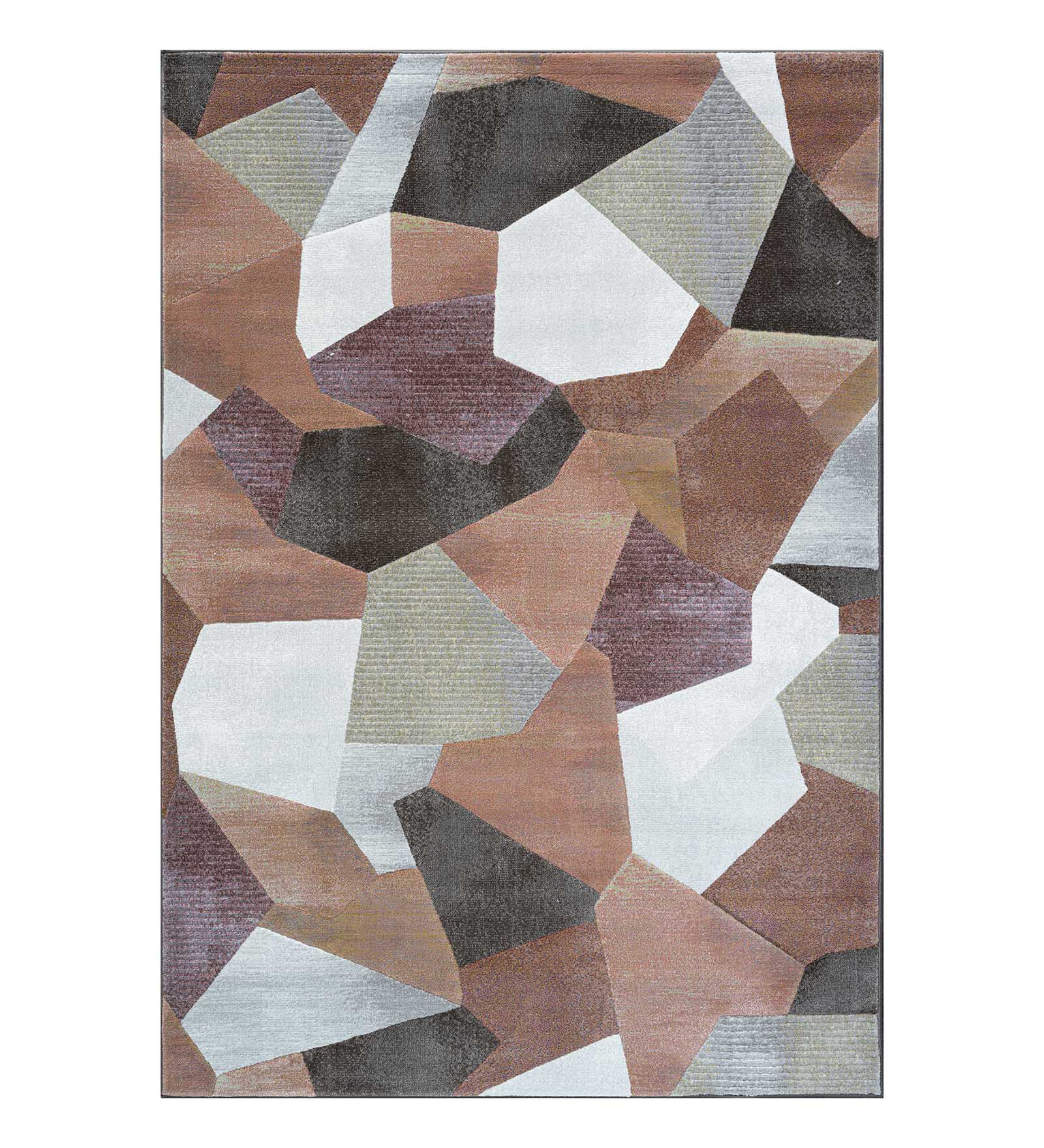 Aquarius Abstract Machine Made Carpet Rust and Olive