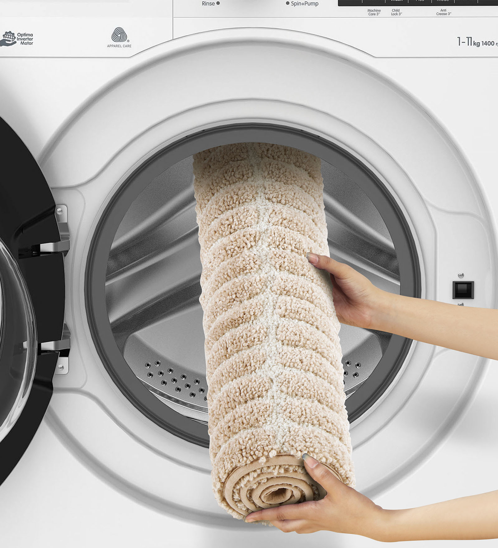 Hermosa Quick Dry Anti Skid Bath Mat Linen Beige