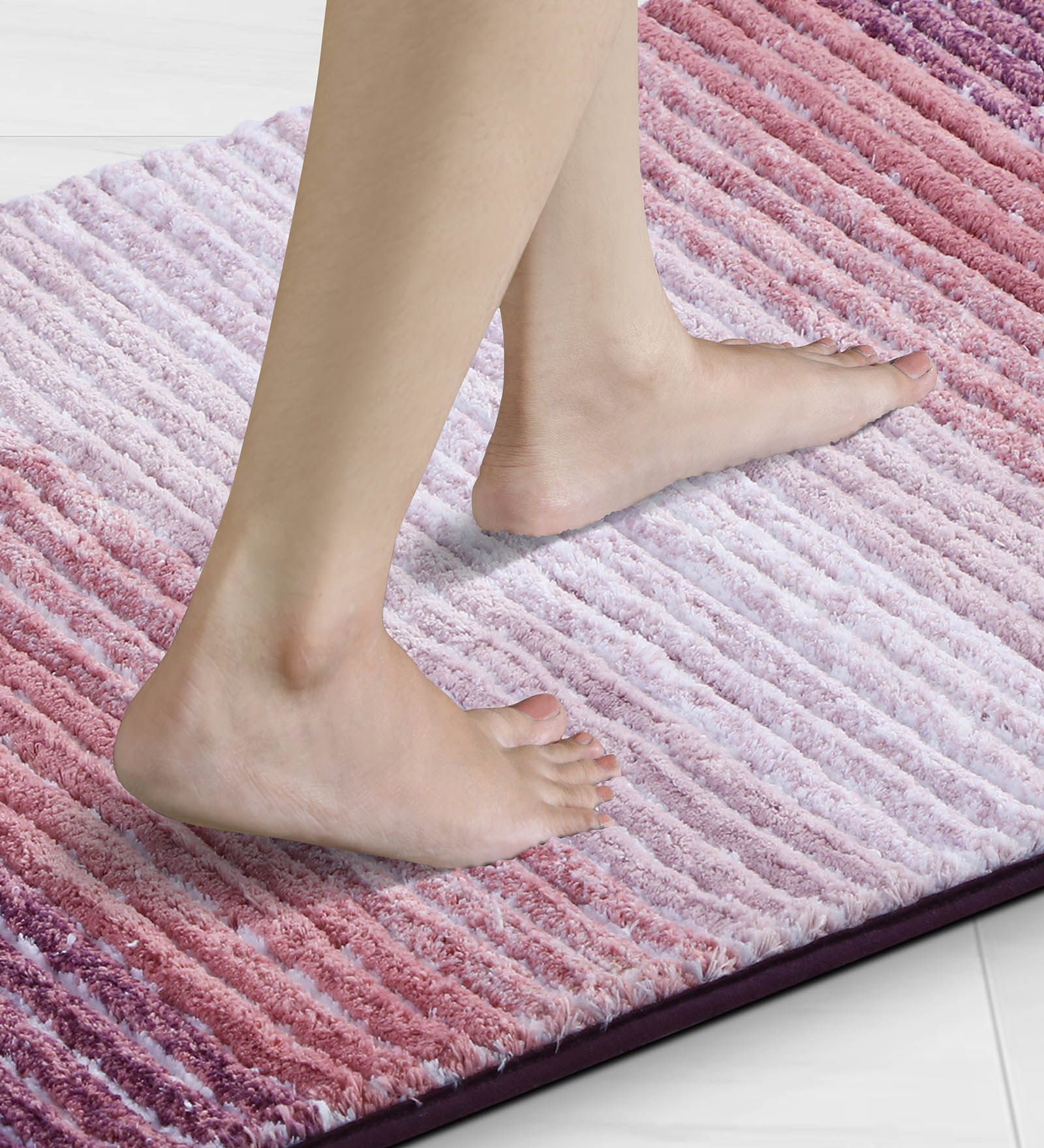 Hermosa Quick Dry Anti Skid Bath Mat Mauve