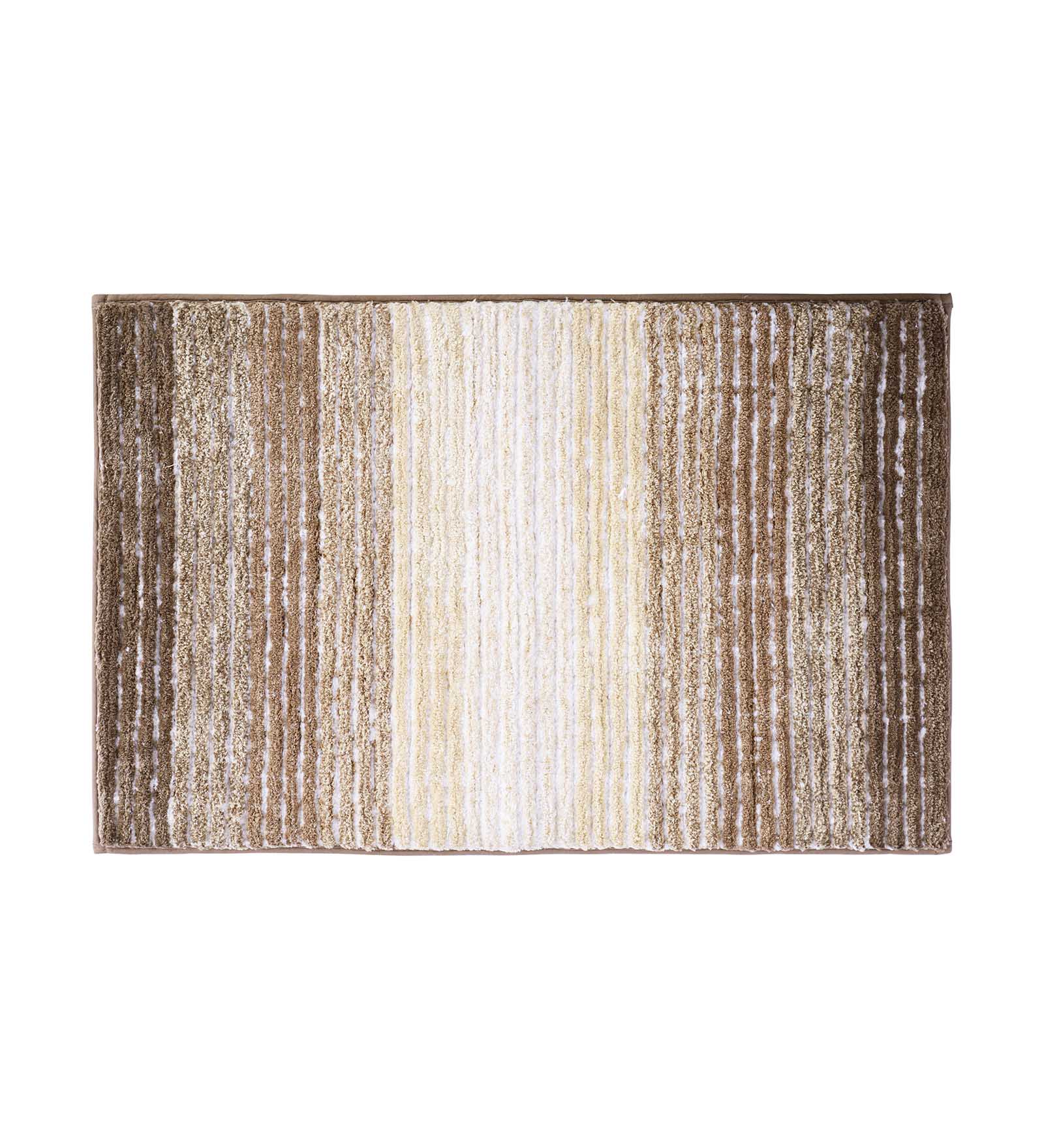 Hermosa Quick Dry Anti Skid Striped Bath Mat Beige