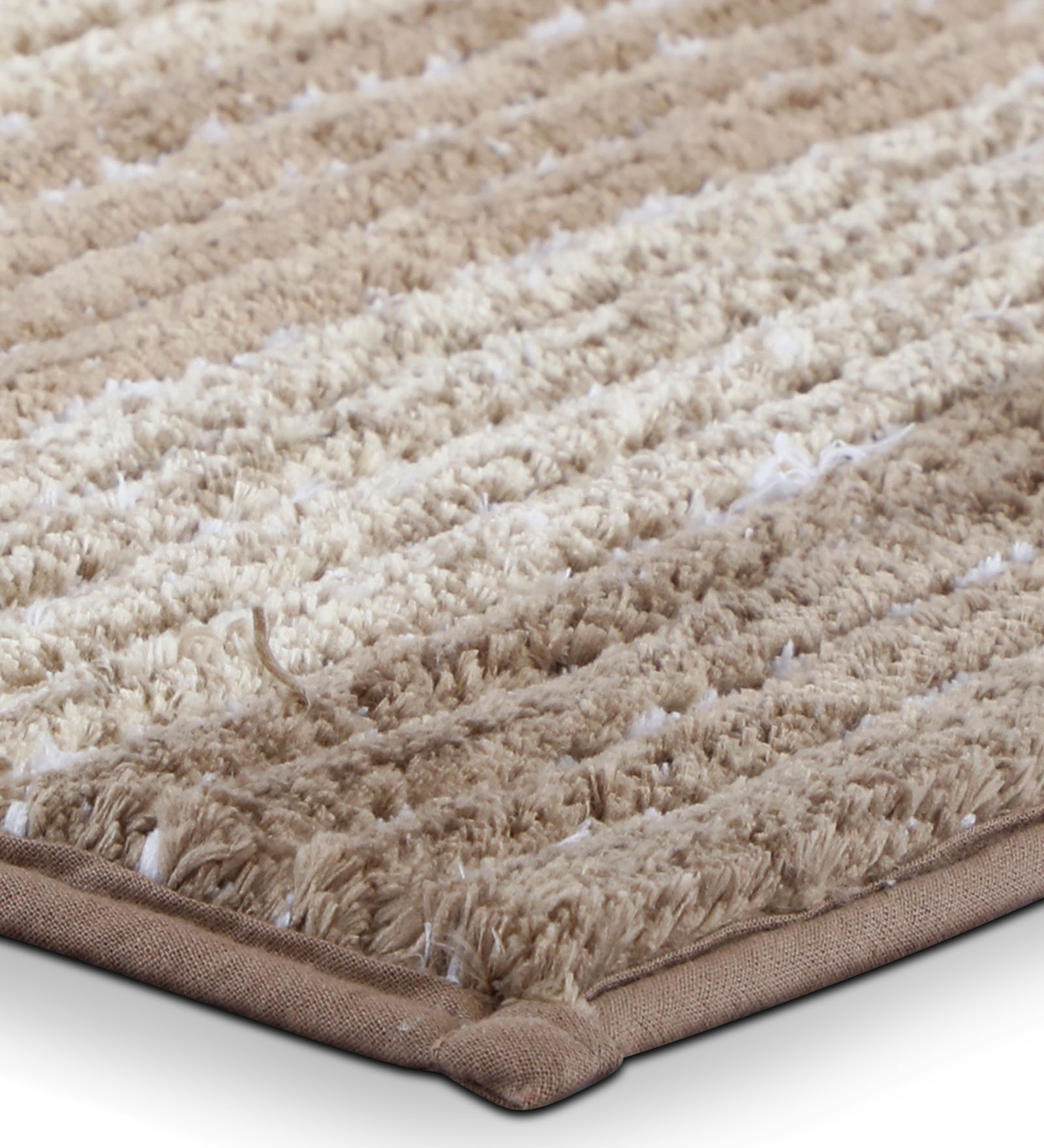 Hermosa Quick Dry Anti Skid Striped Bath Mat Beige