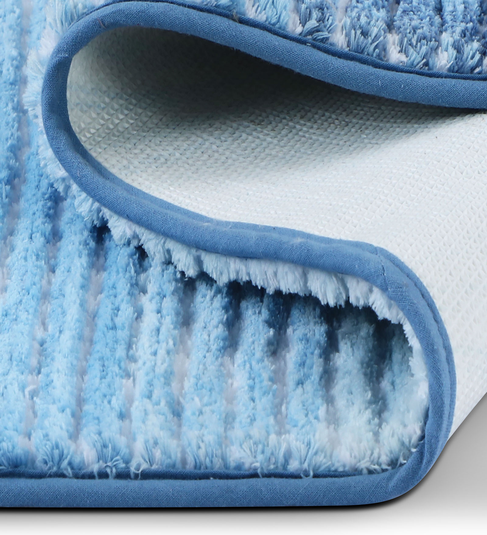 Hermosa Quick Dry Anti Skid Striped Bath Mat Aqua