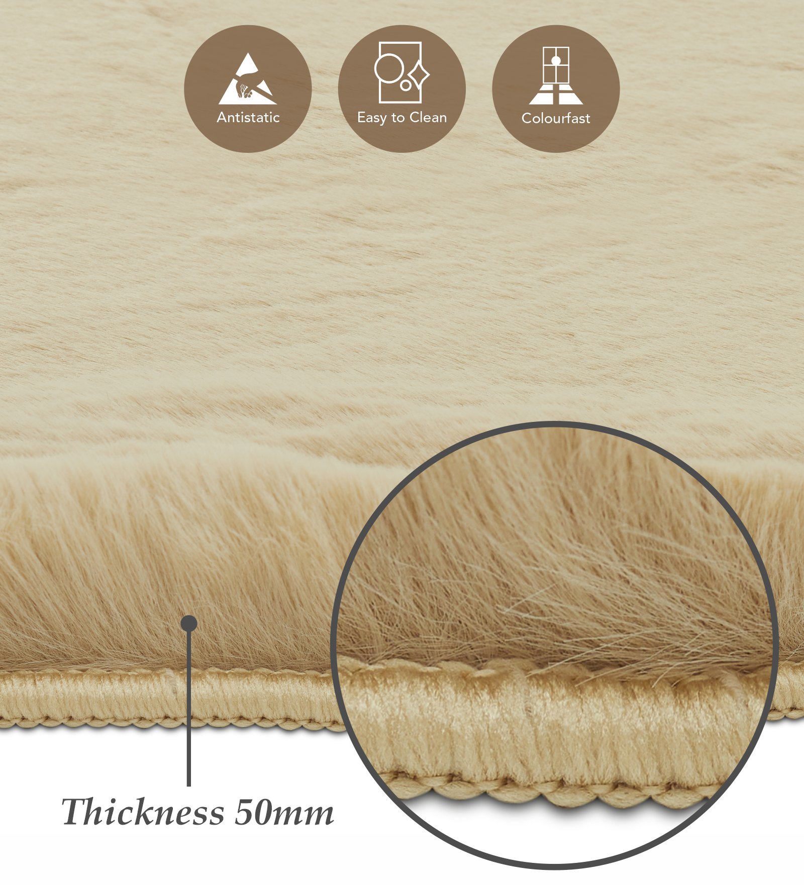 Angola 2 Solid Bedside Runner Beige