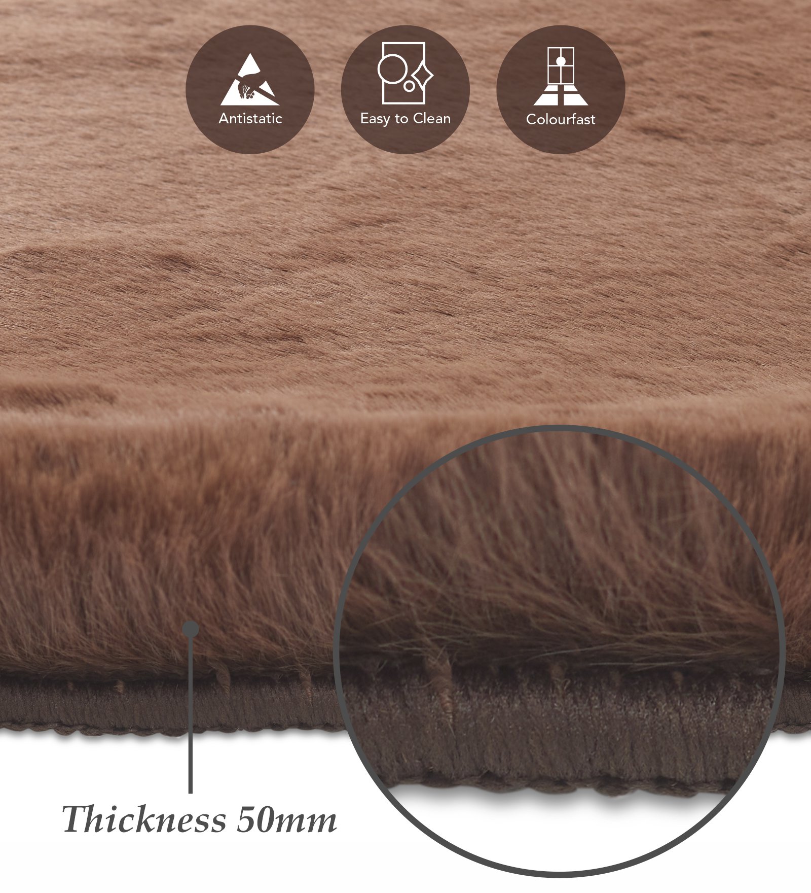 Angola 2 Solid Bedside Runner Brown