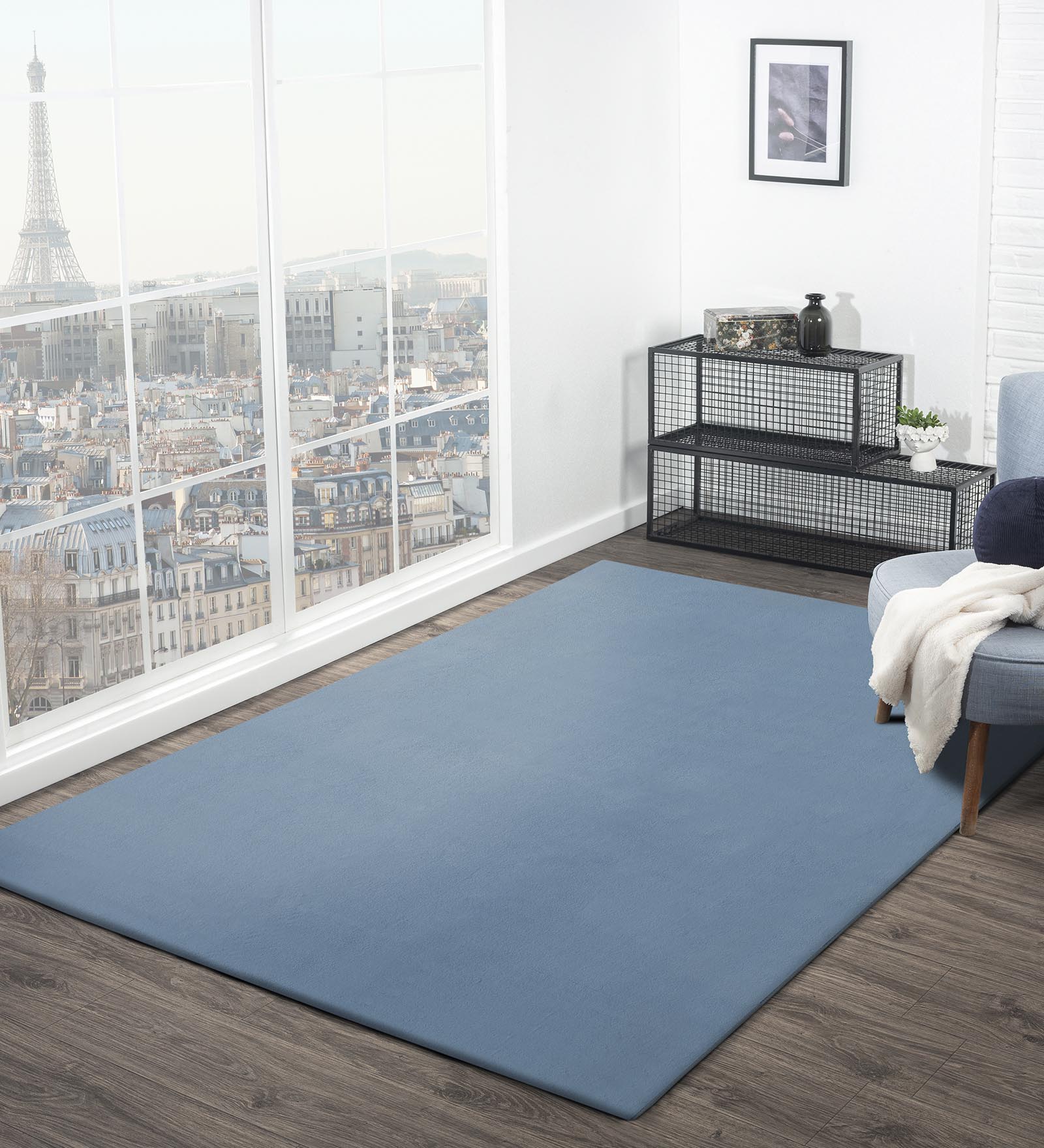 Oslo Jr Rabit Fur Carpet Blue