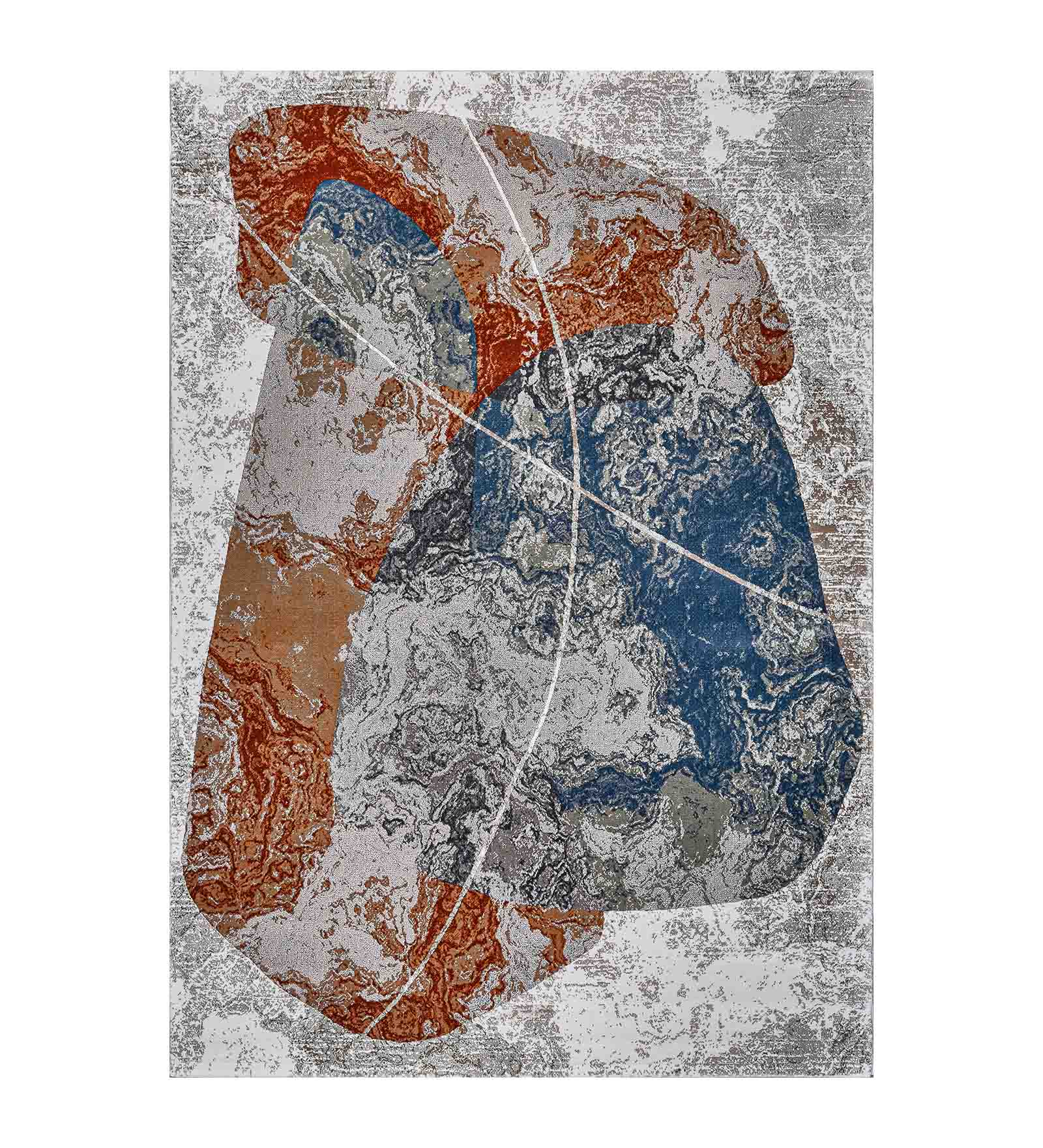 Alan Polypropylene Abstract Carpet Rust and Blue