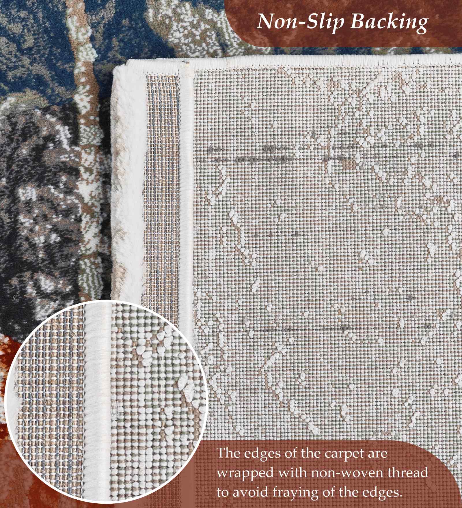 Alan Polypropylene Abstract Carpet Rust and Blue