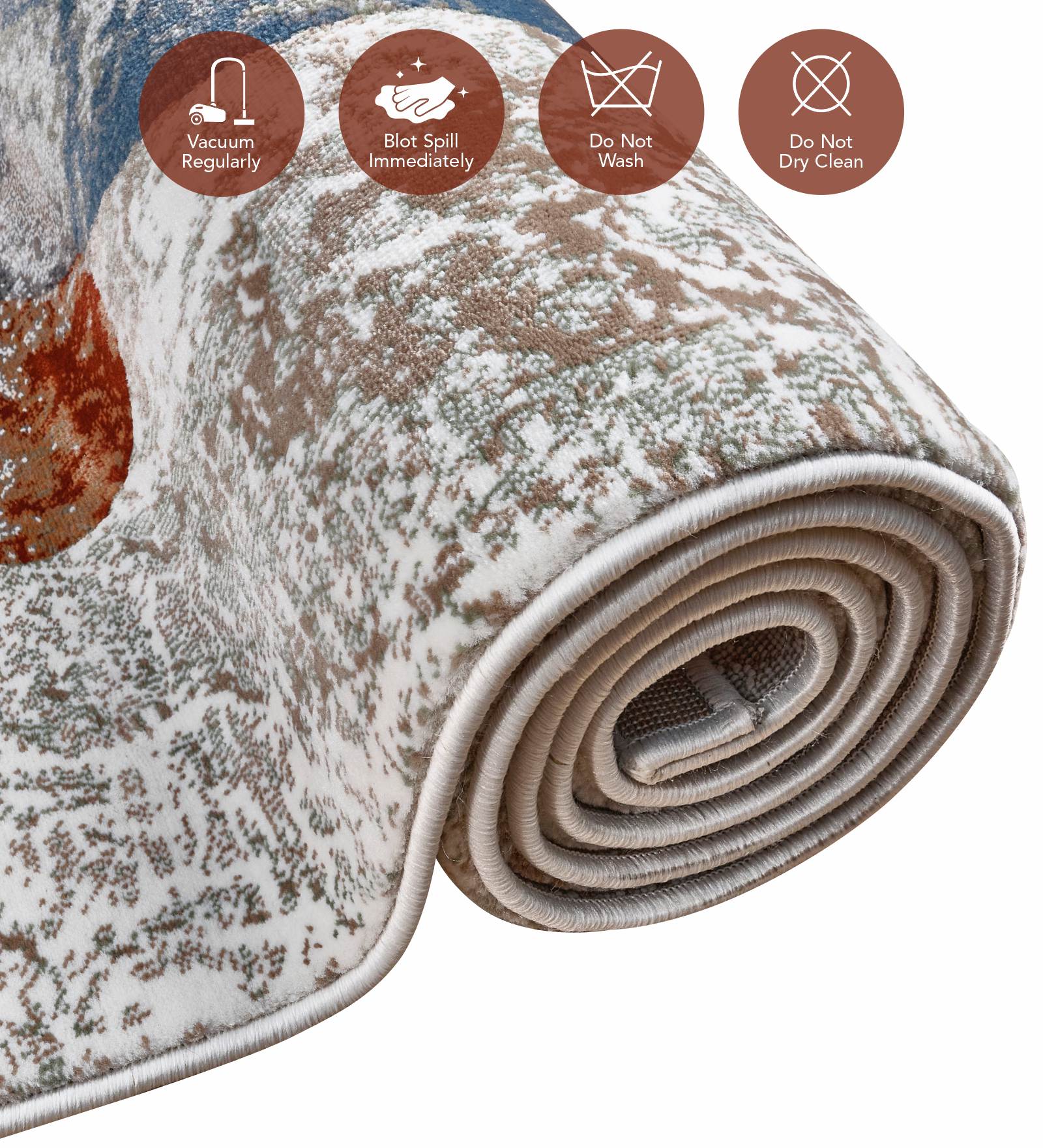 Alan Polypropylene Abstract Carpet Rust and Blue