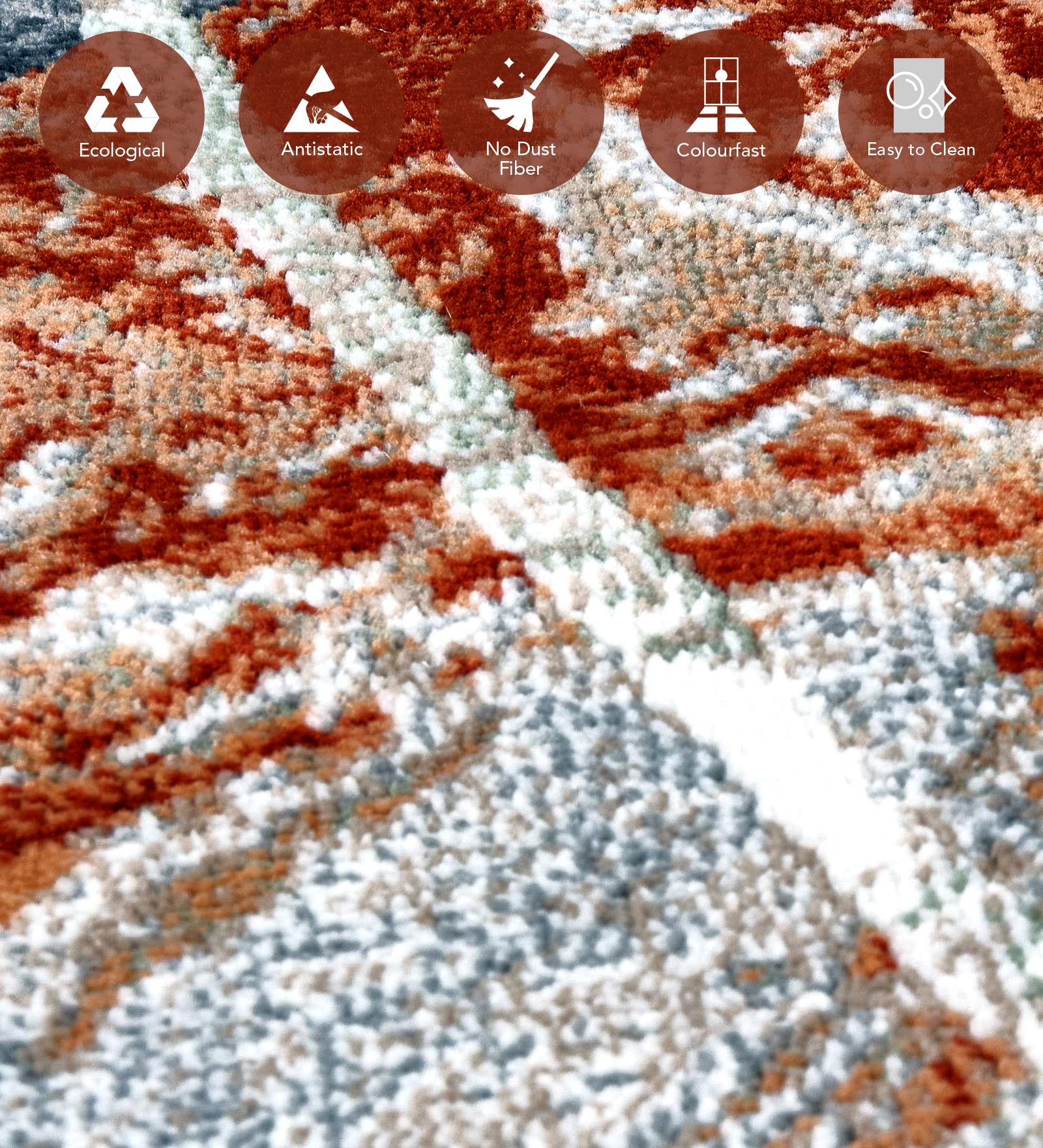 Alan Polypropylene Abstract Carpet Rust and Blue