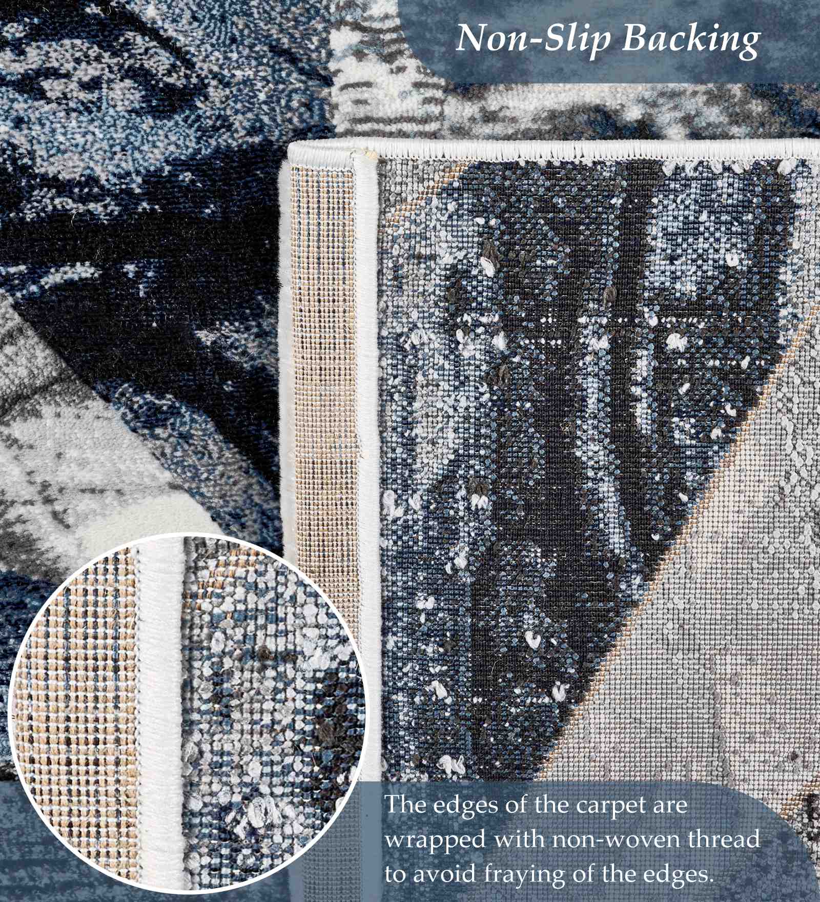 Alan Polypropylene Geometric Carpet Blue and Cream