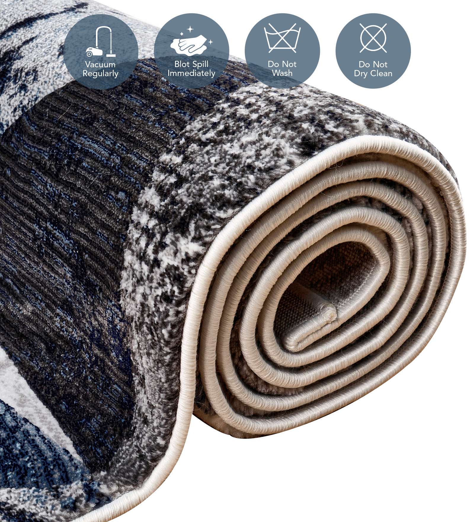 Alan Polypropylene Geometric Carpet Blue and Cream