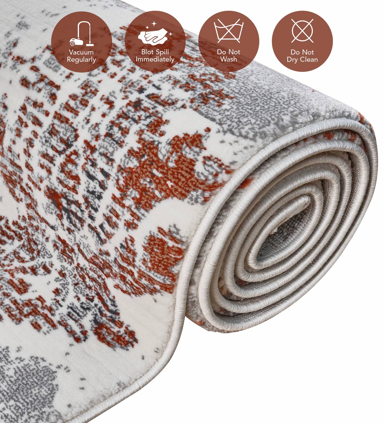 Alan Polypropylene Neo Classical Carpet Grey and Rust