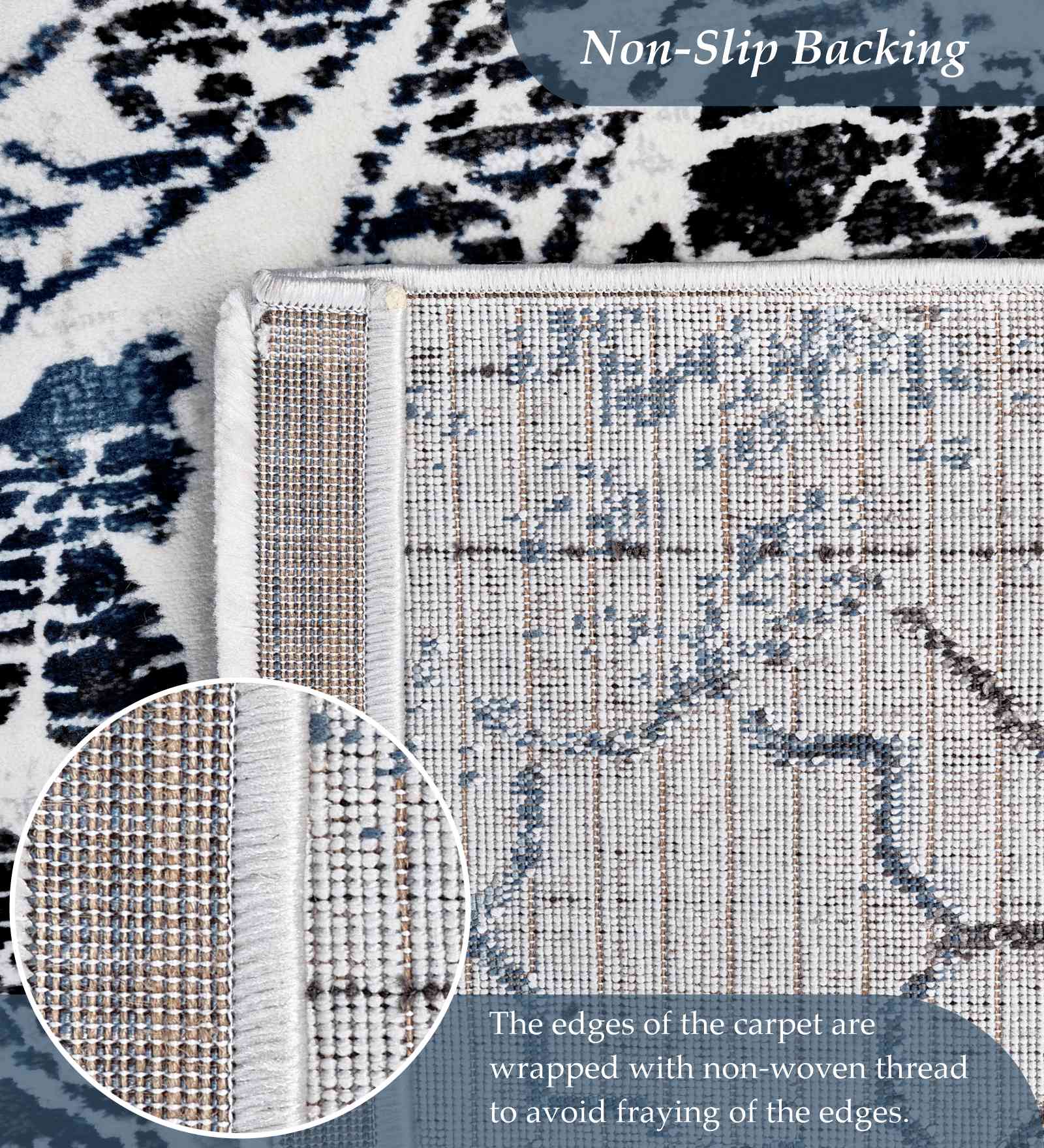 Alan Polypropylene Neo Classical Carpet Grey and Blue