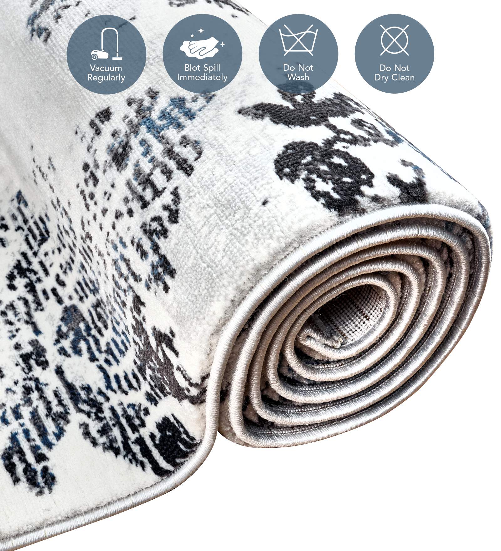 Alan Polypropylene Neo Classical Carpet Grey and Blue