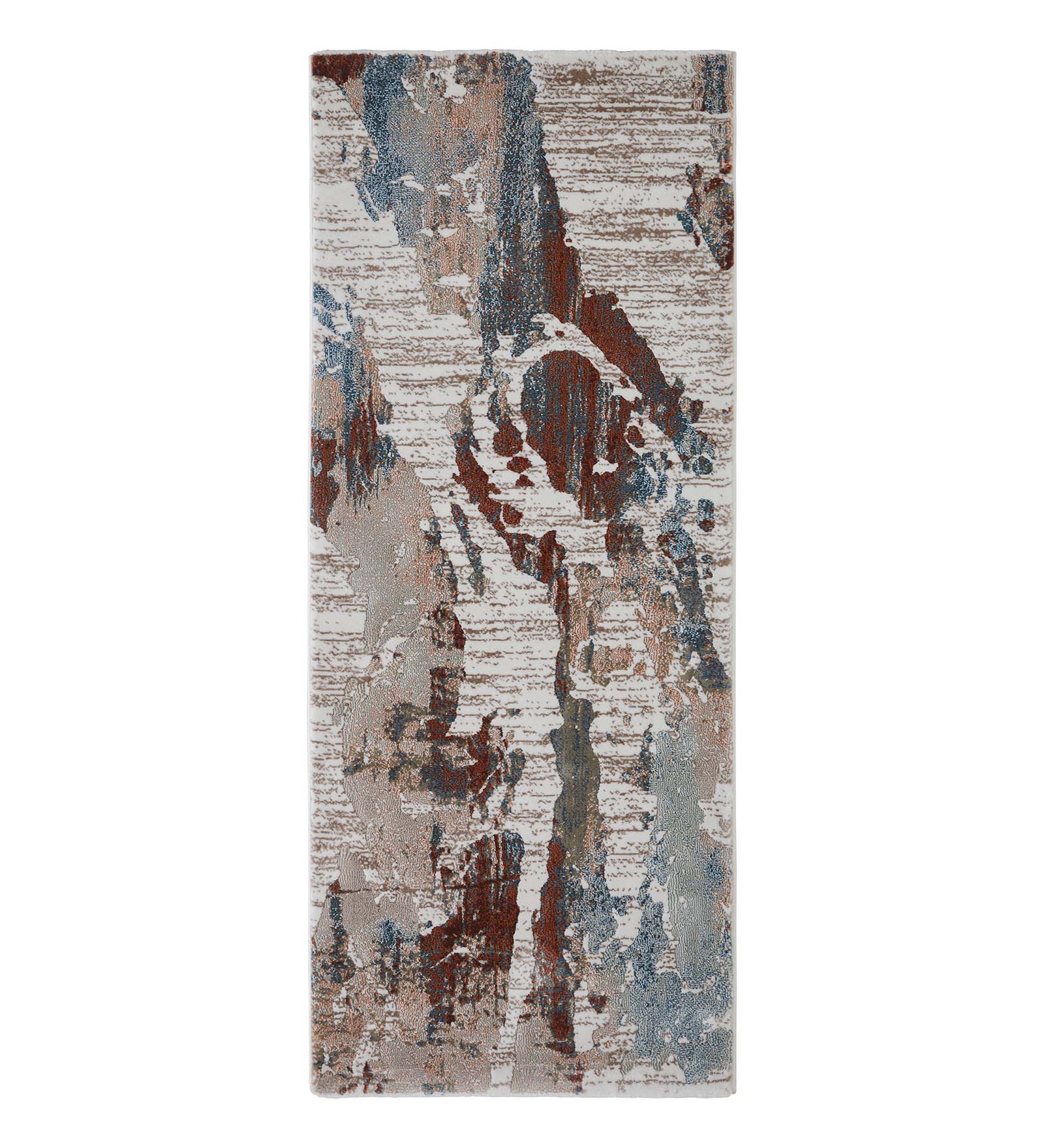 Alan Polypropylene Abstract Runner Rust and Cream