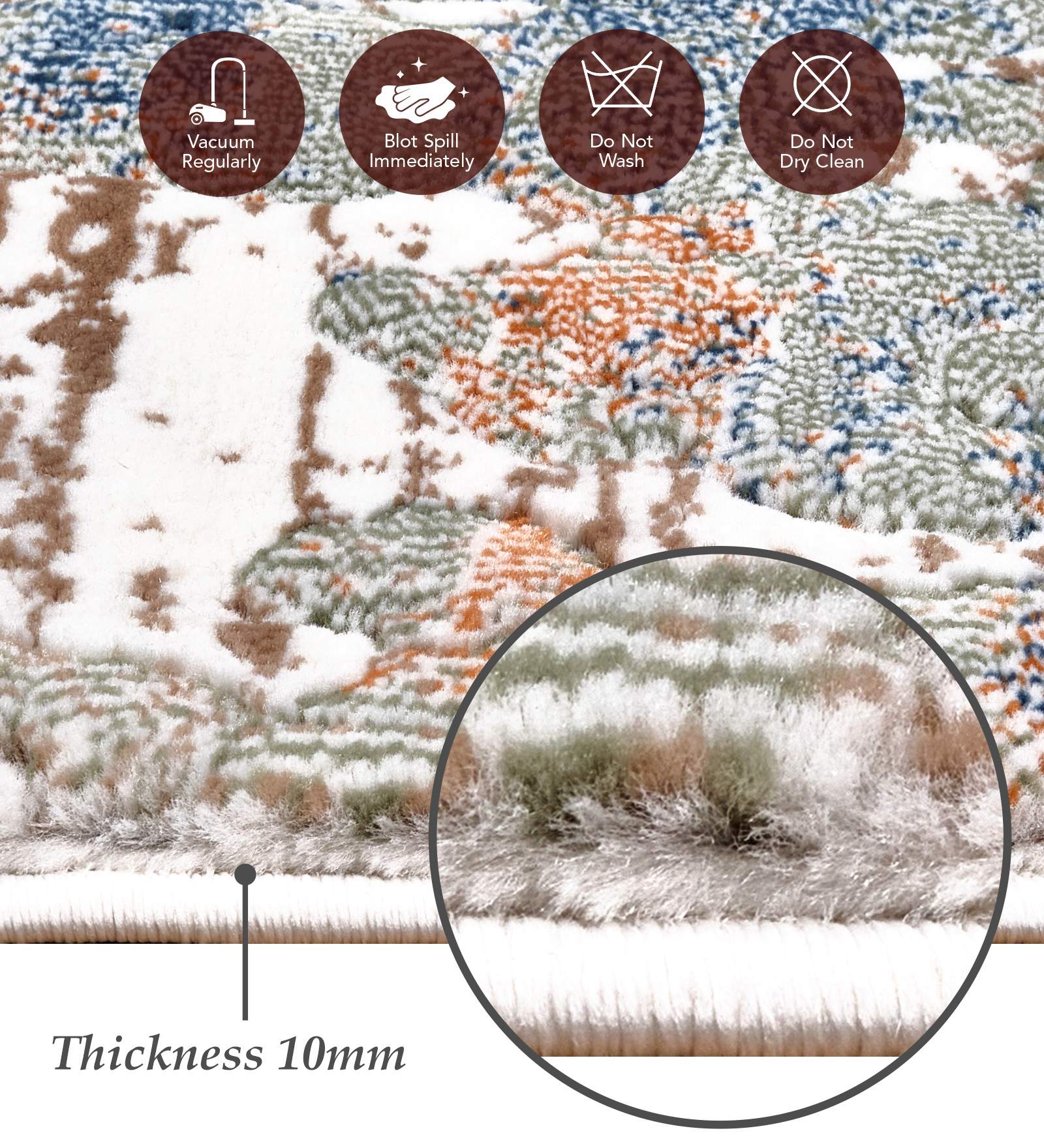 Alan Polypropylene Abstract Runner Rust and Cream