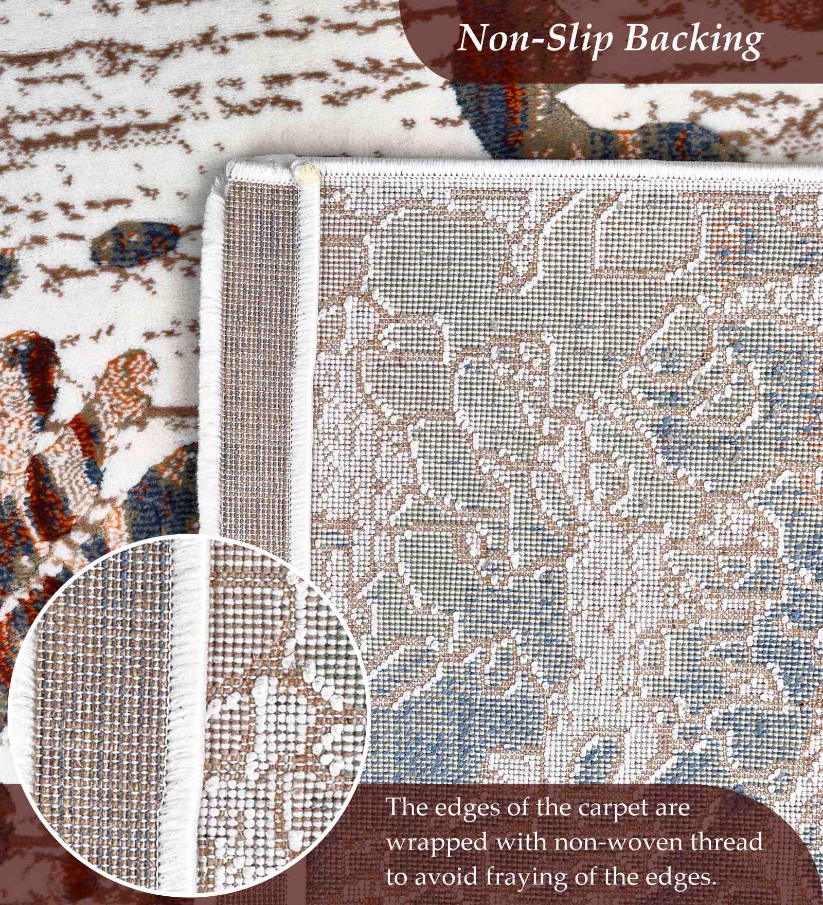 Alan Polypropylene Abstract Runner Rust and Cream