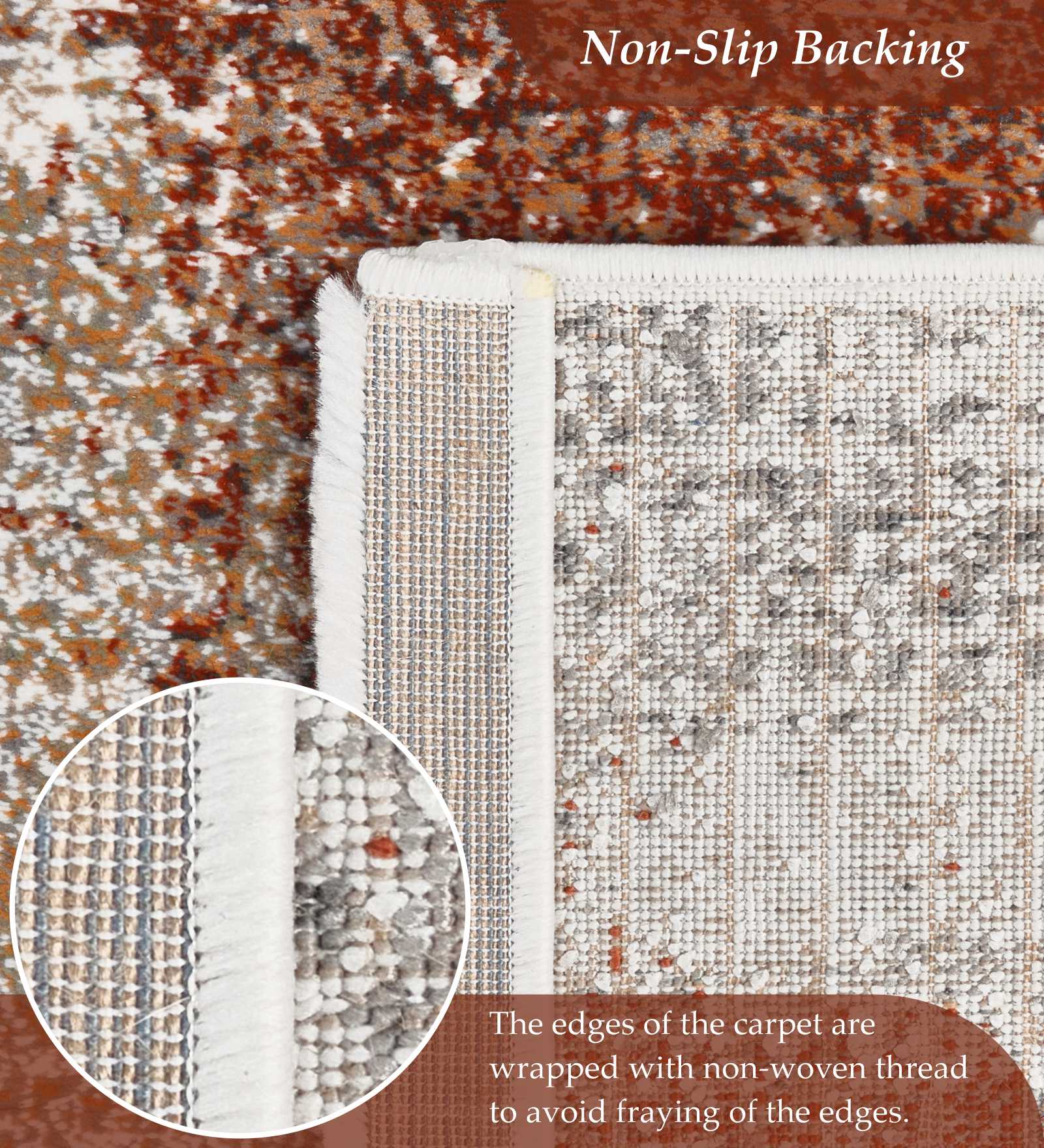 Alan Polypropylene Abstract Runner Rust and Grey