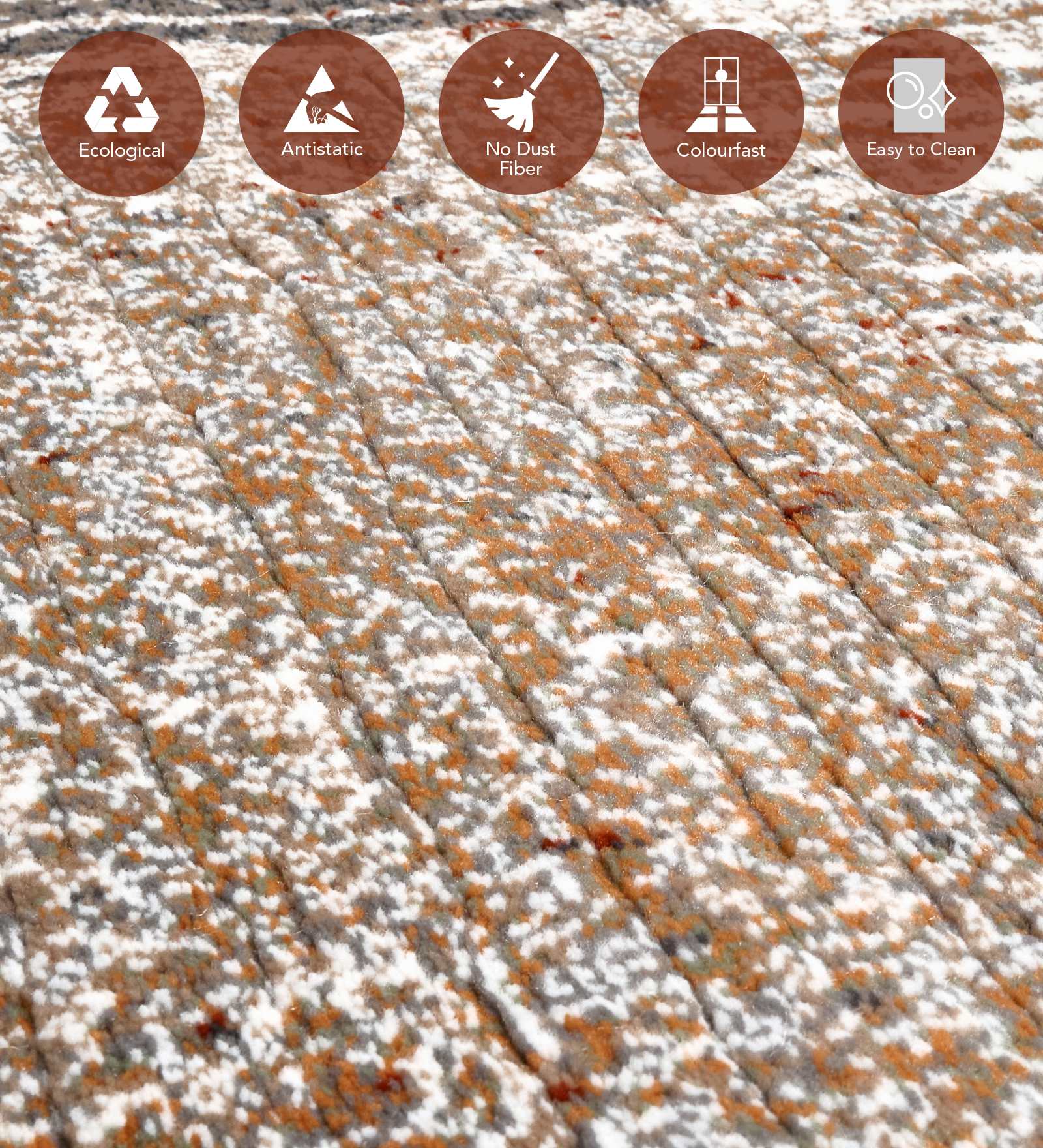 Alan Polypropylene Abstract Runner Rust and Grey