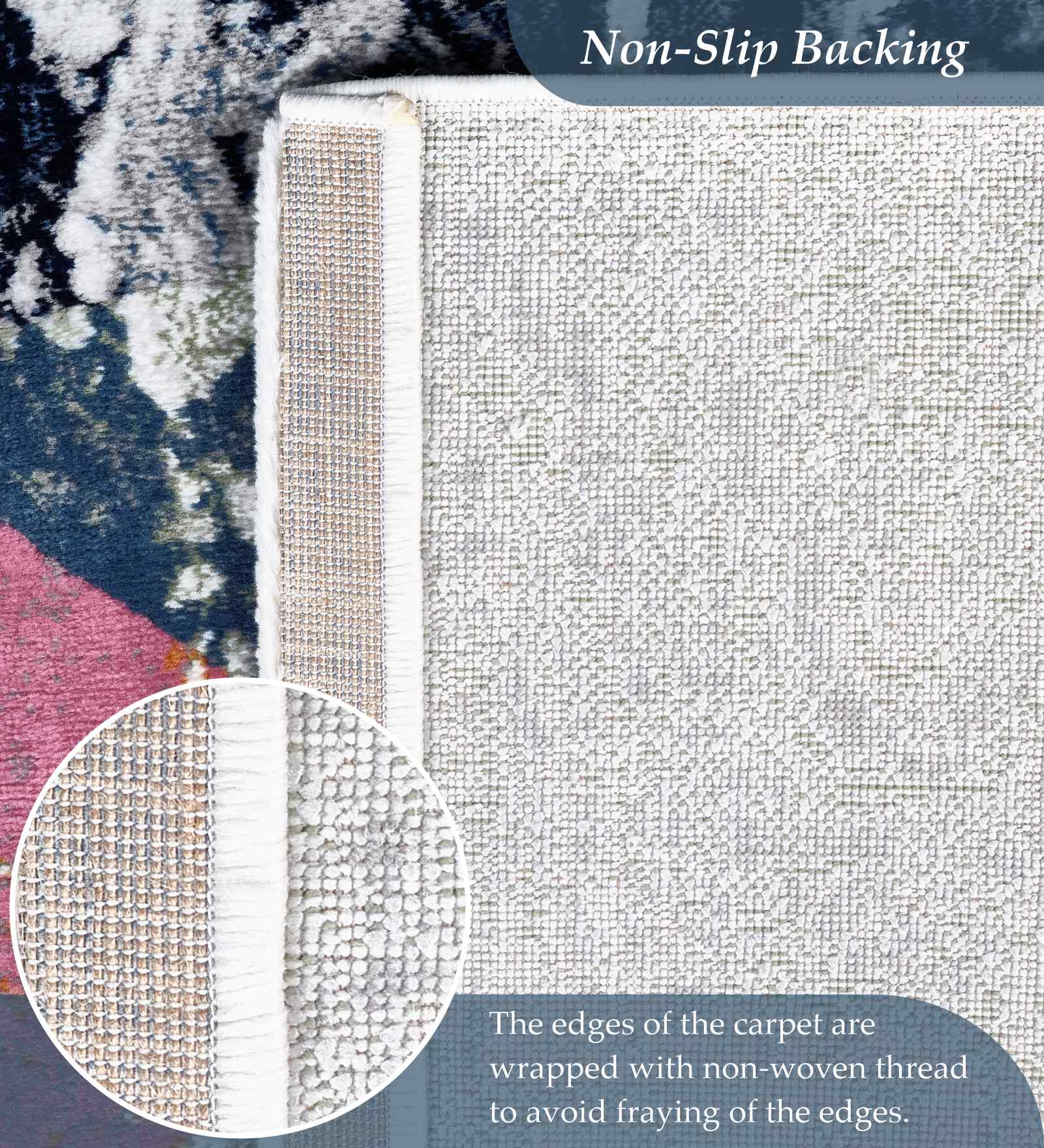 Alan Polypropylene Abstract Runner Peach and Blue