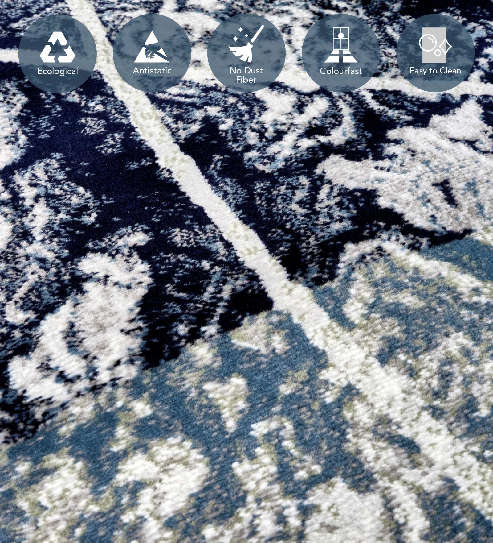 Alan Polypropylene Abstract Runner Peach and Blue