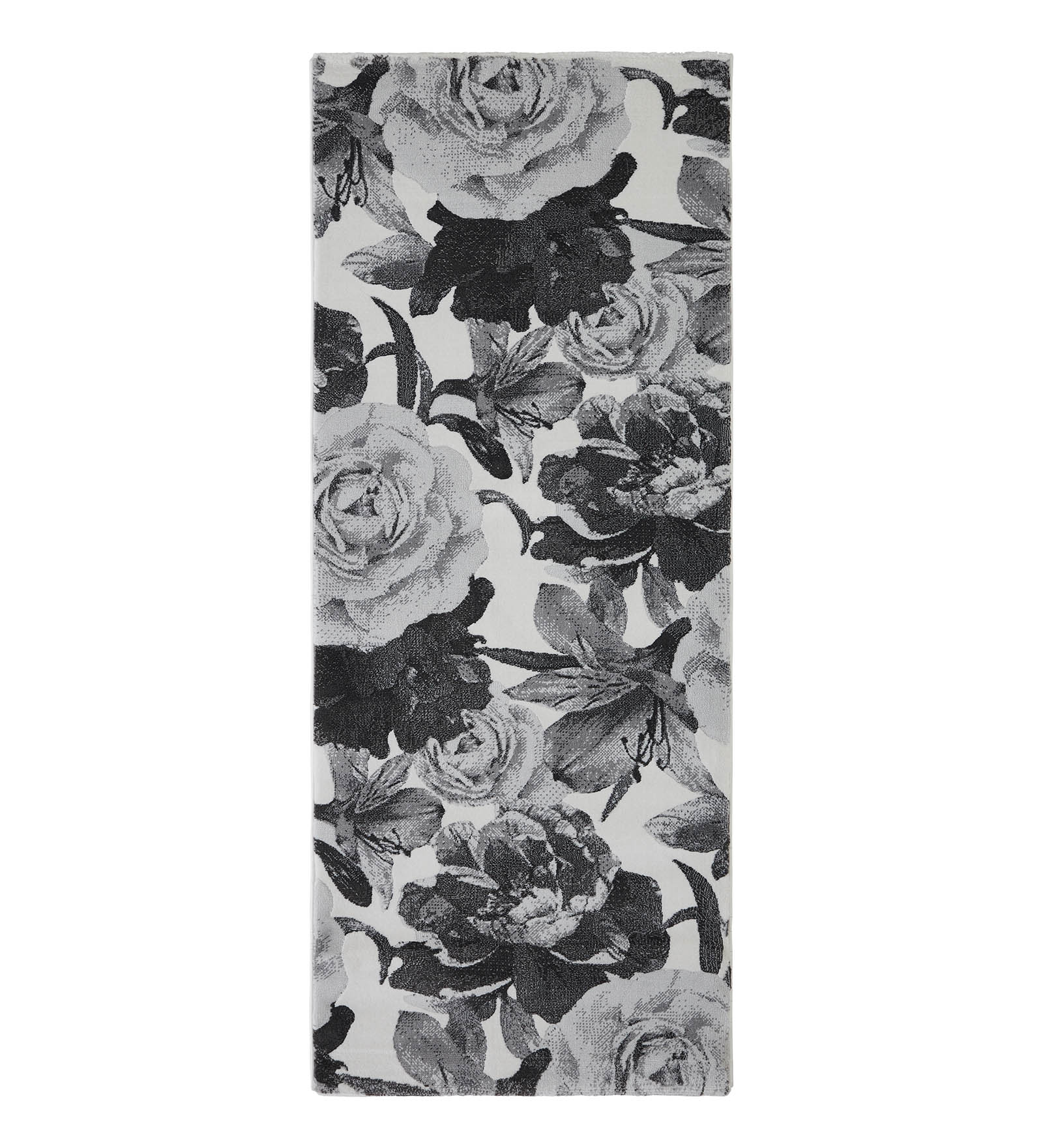 Alan Polypropylene Floral Runner D.Grey and Cream