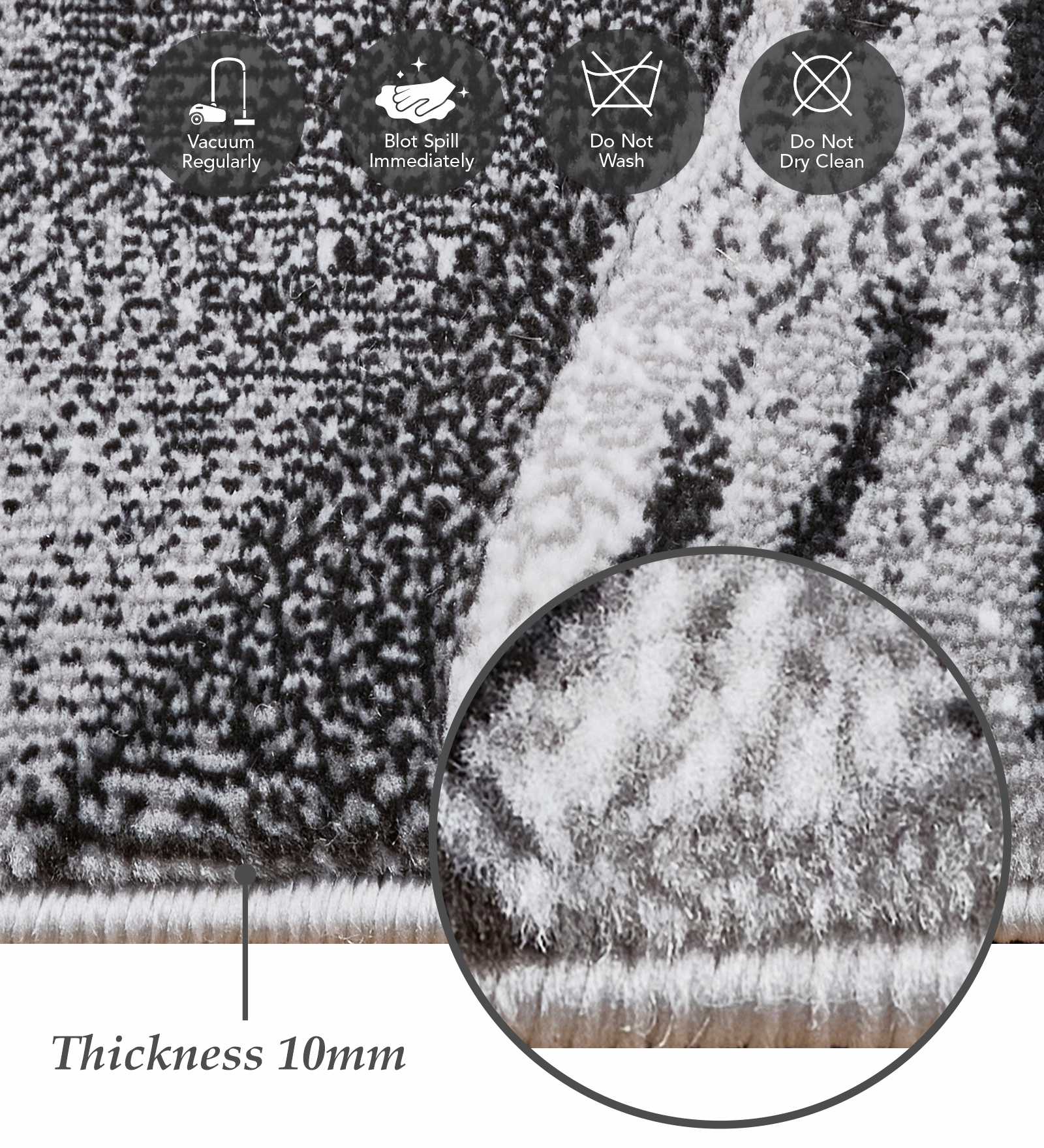 Alan Polypropylene Floral Runner D.Grey and Cream